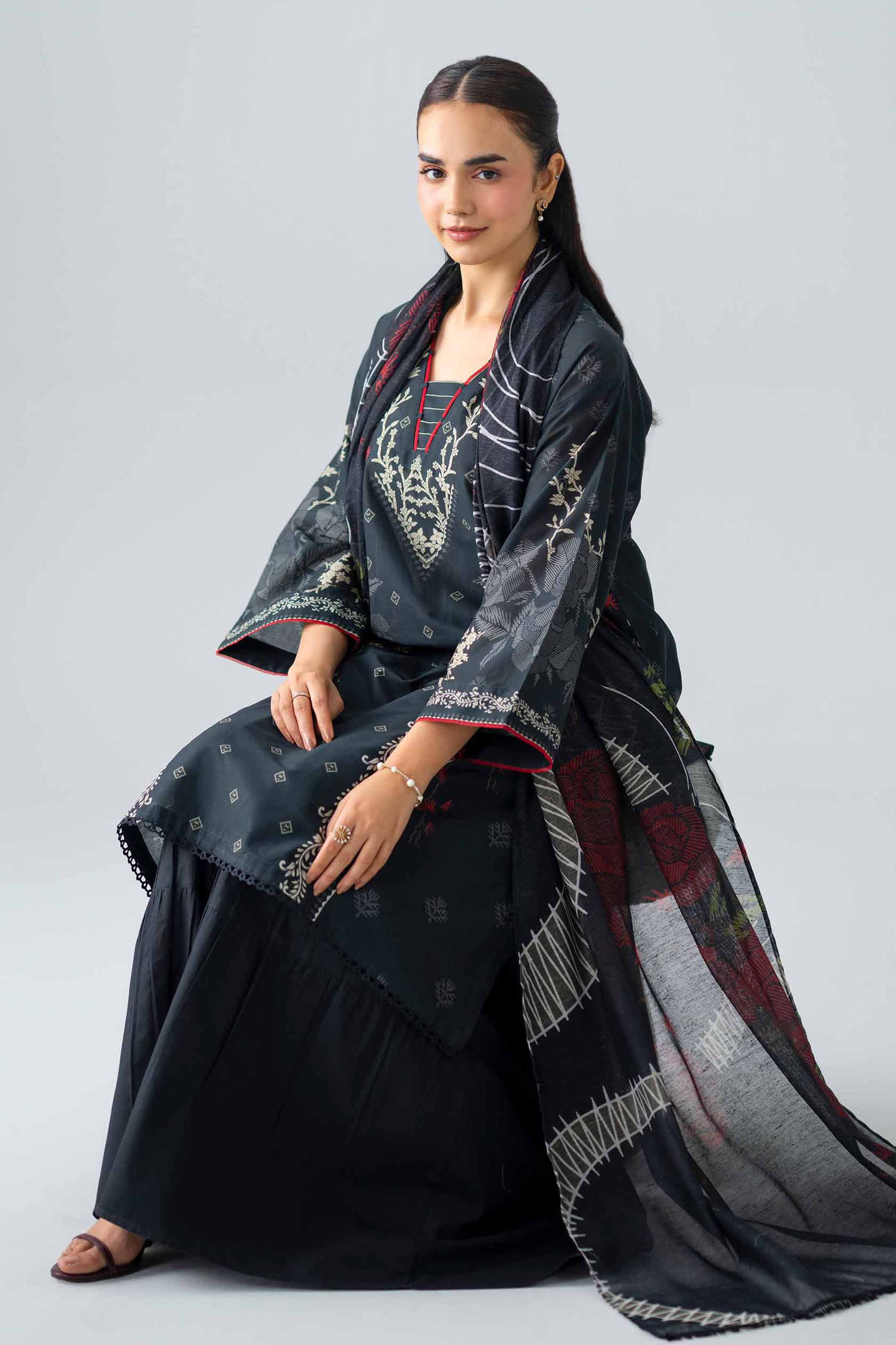 2 Piece - Printed Suit - PMS26-18 Black Lawn 2PC Printed  Nishat Australia