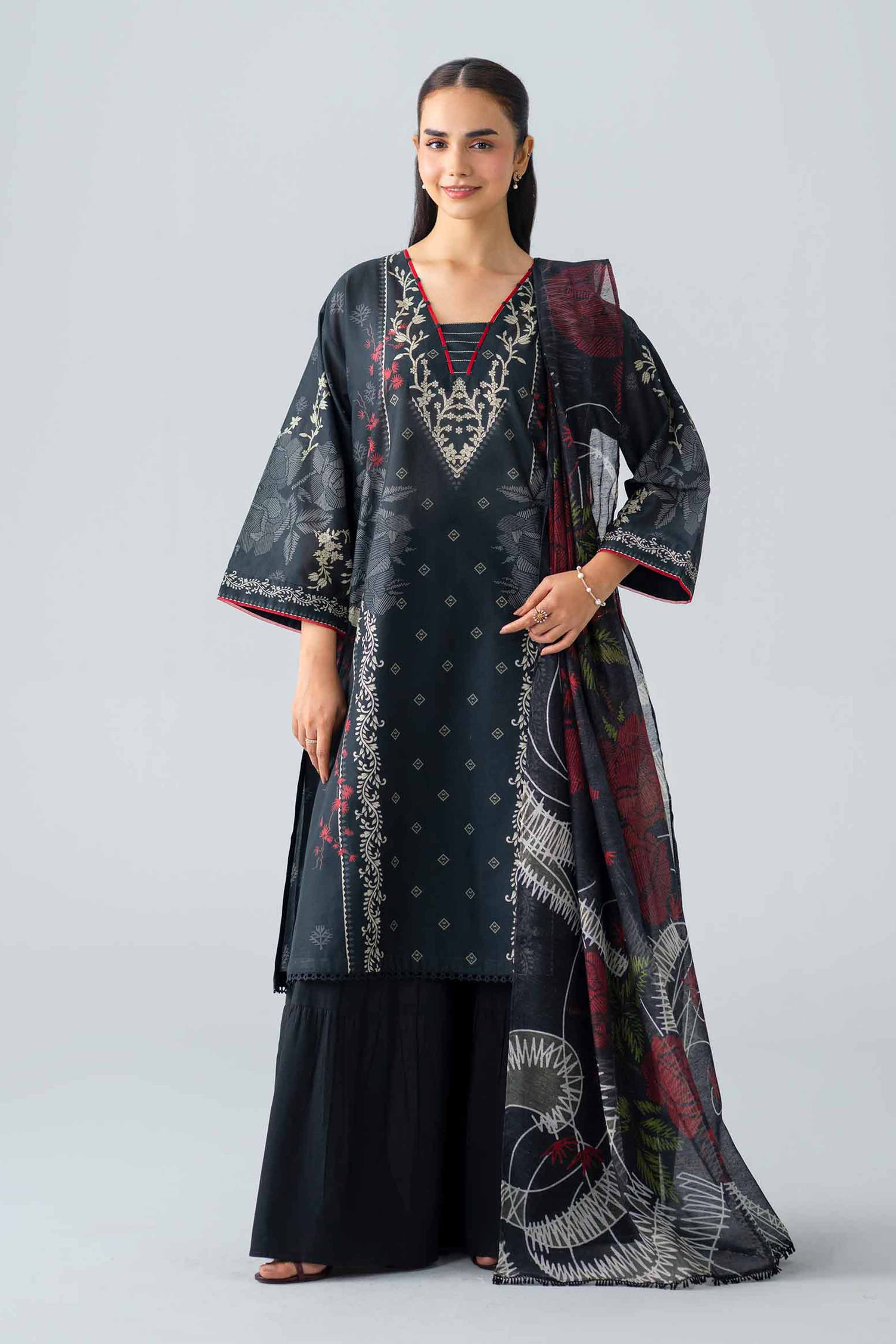 2 Piece - Printed Suit - PMS26-18 Black Lawn 2PC Printed  Nishat Australia