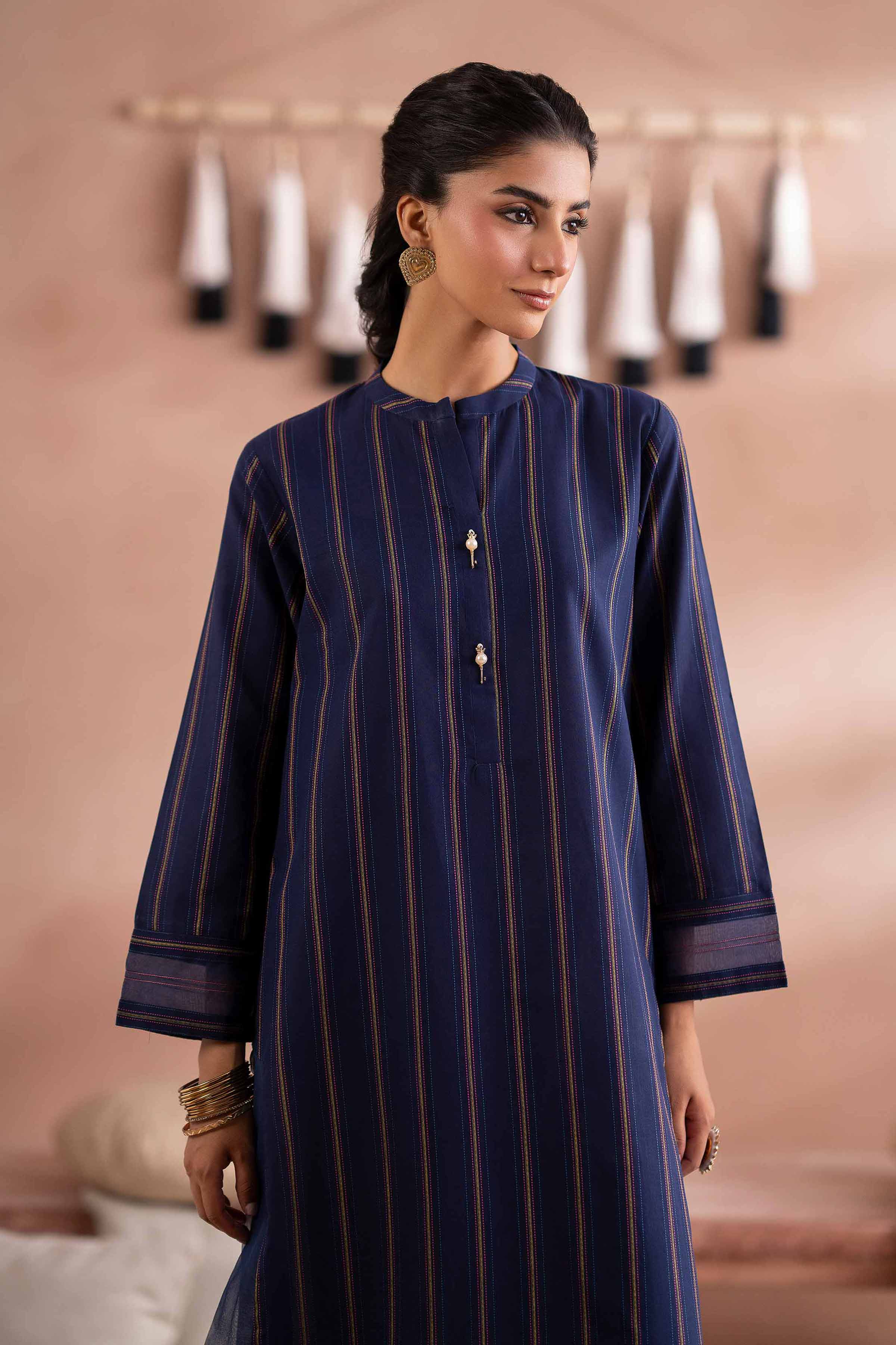Basic Shirt - PS25-01 READY TO WEAR Blue Yarn Dyed 1PC Printed