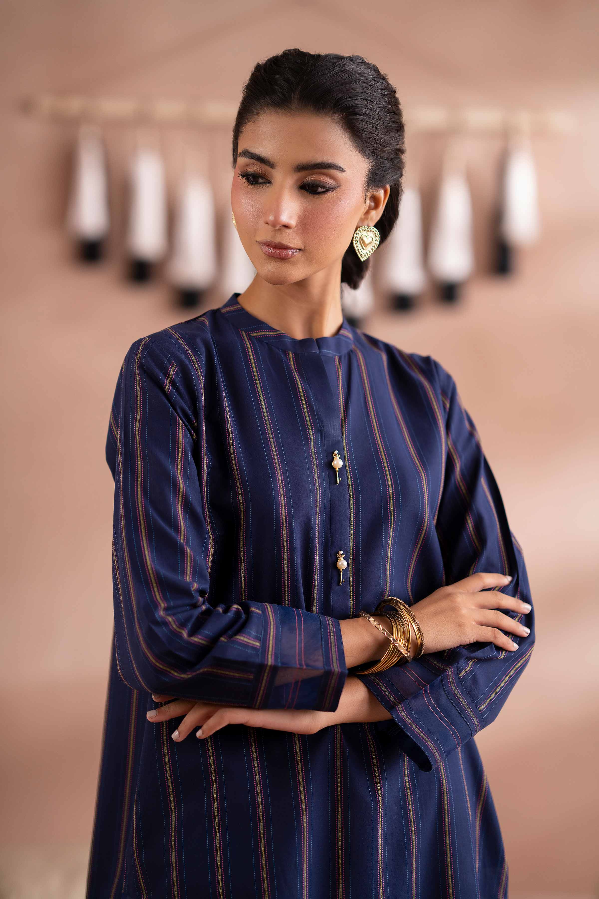 Basic Shirt - PS25-01 READY TO WEAR Blue Yarn Dyed 1PC Printed