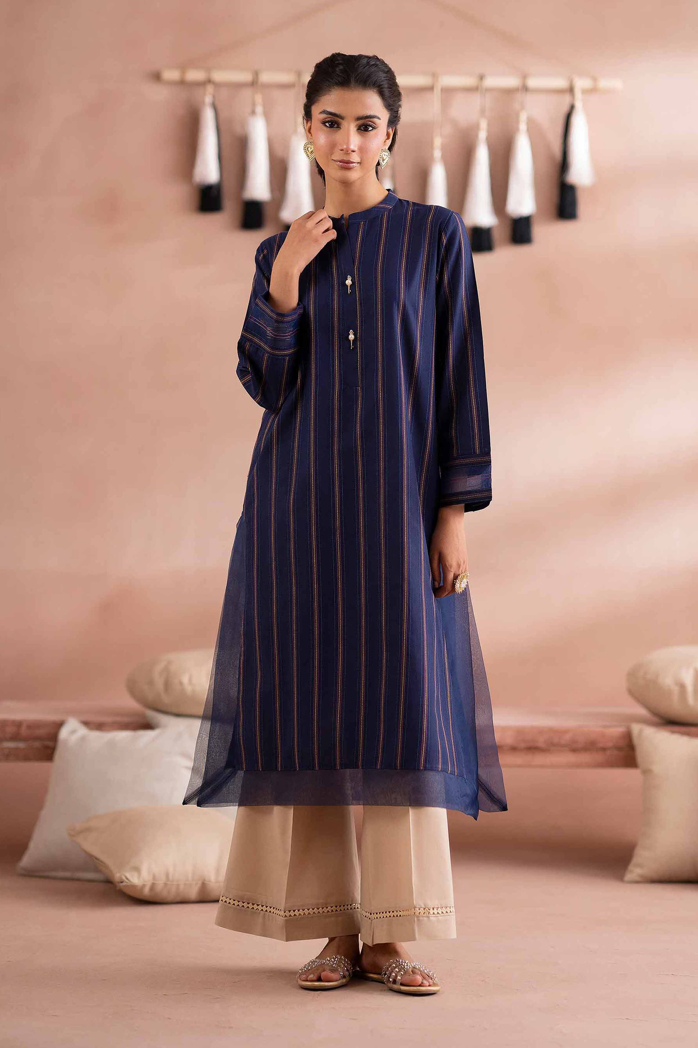 Basic Shirt - PS25-01 READY TO WEAR Blue Yarn Dyed 1PC Printed