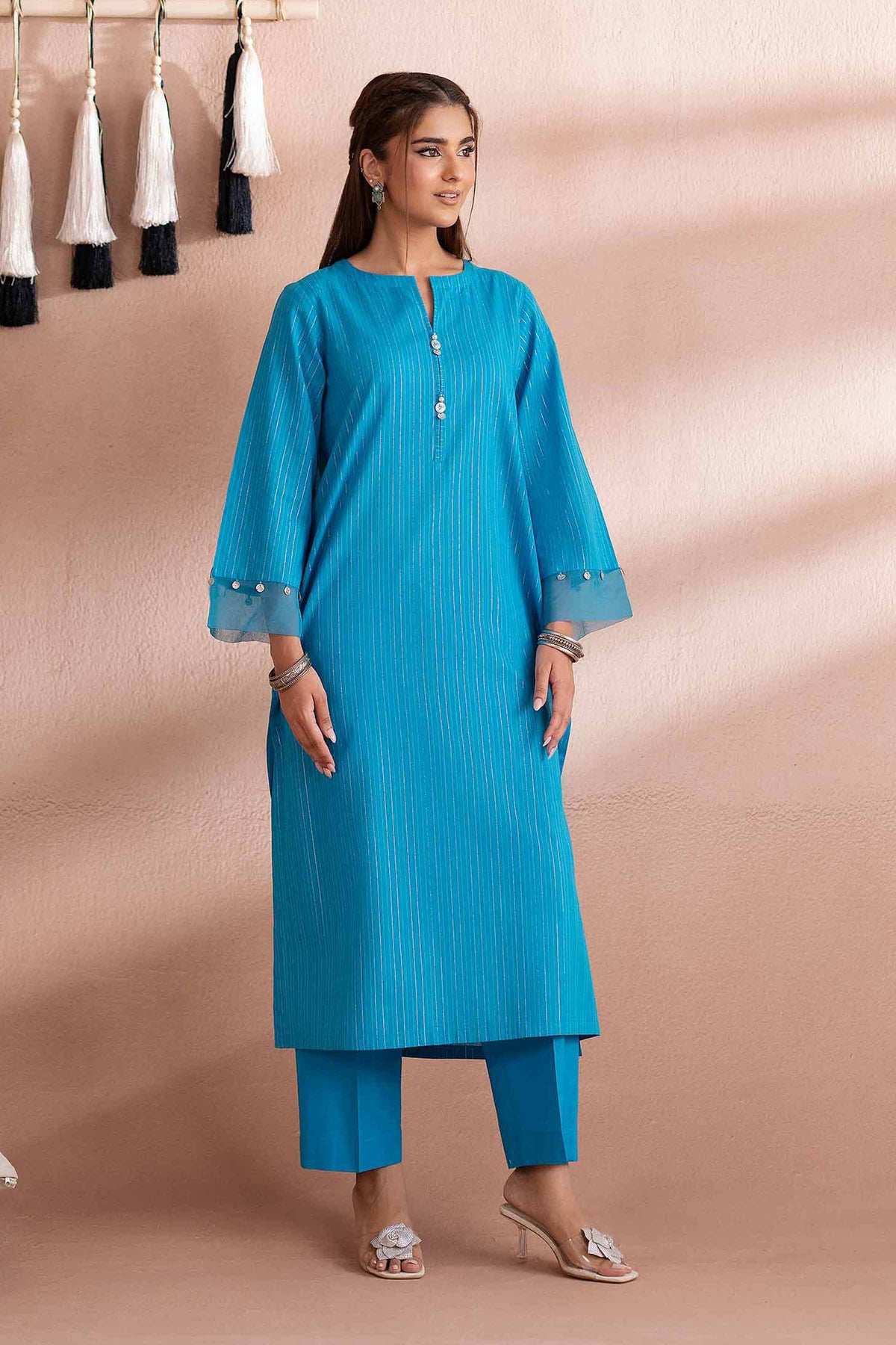 2 Piece - Basic Suit - PS25-129 Blue Yarn Dyed 2PC Solids Nishat Australia