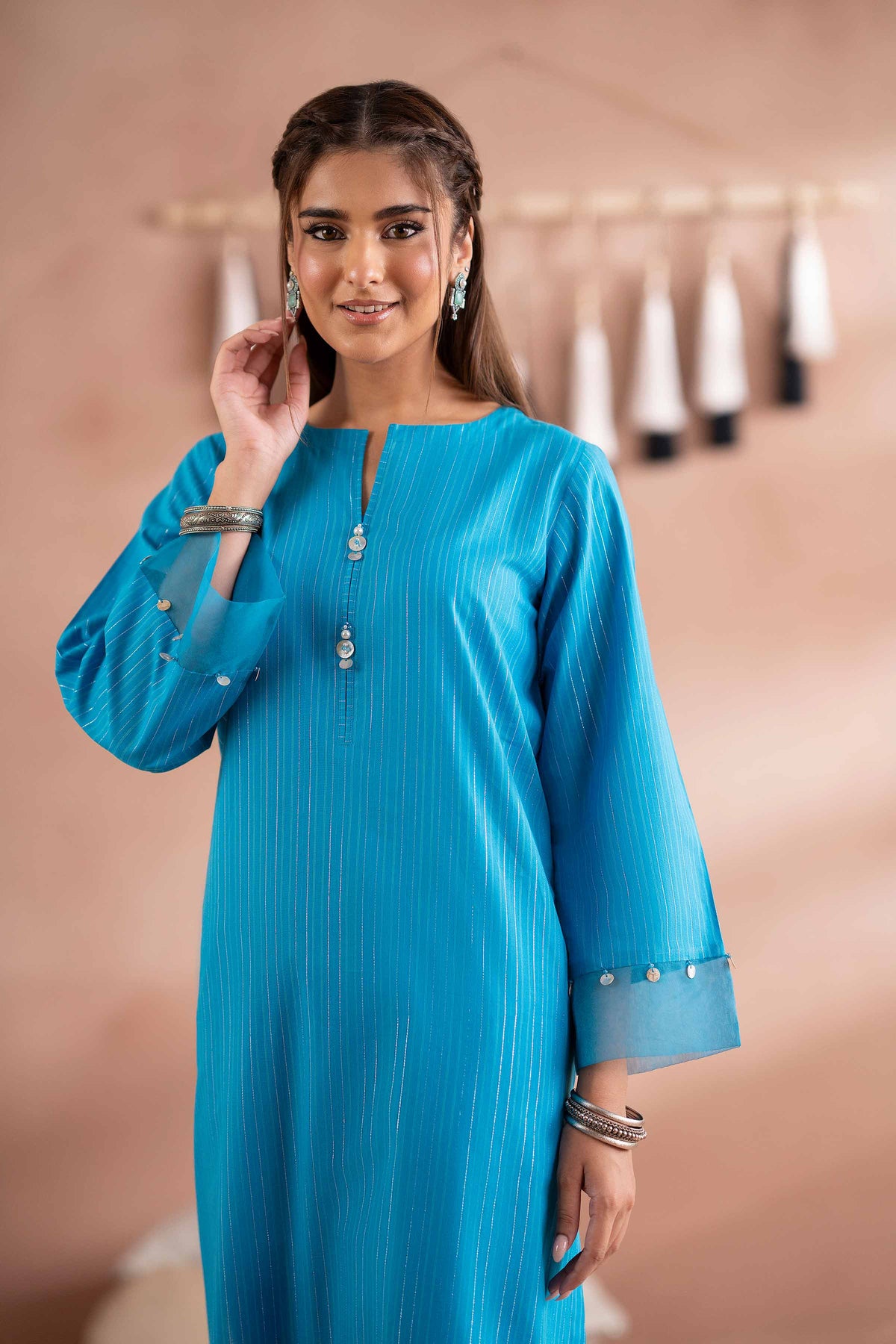2 Piece - Basic Suit - PS25-129 Blue Yarn Dyed 2PC Solids Nishat Australia