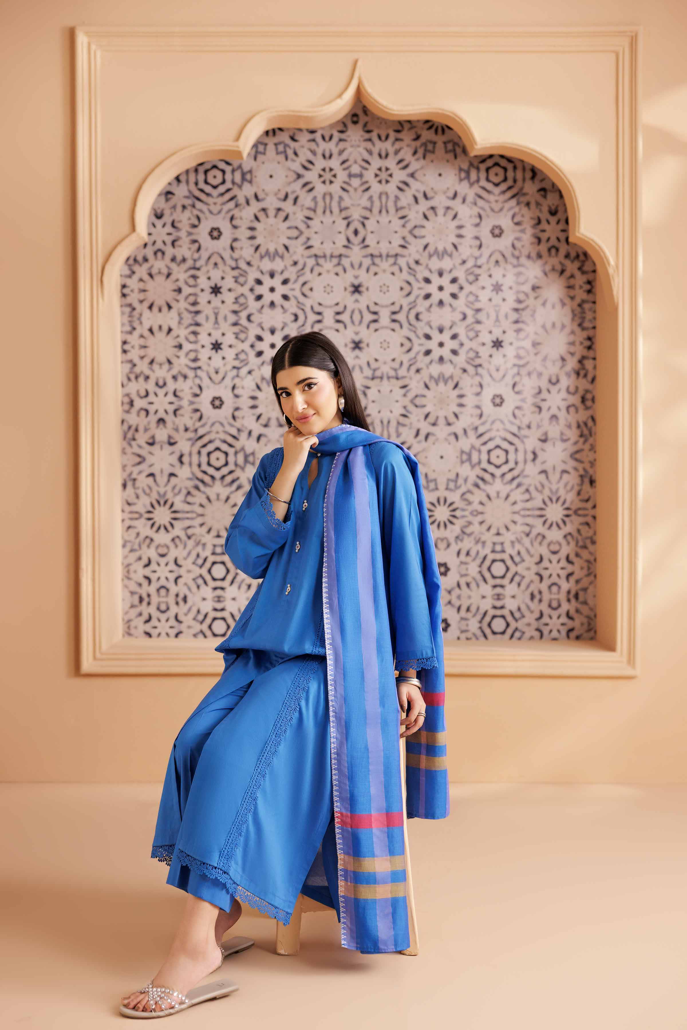 3 Piece - Basic Suit - PS25-131 READY TO WEAR Blue Cambric 3PC Solids
