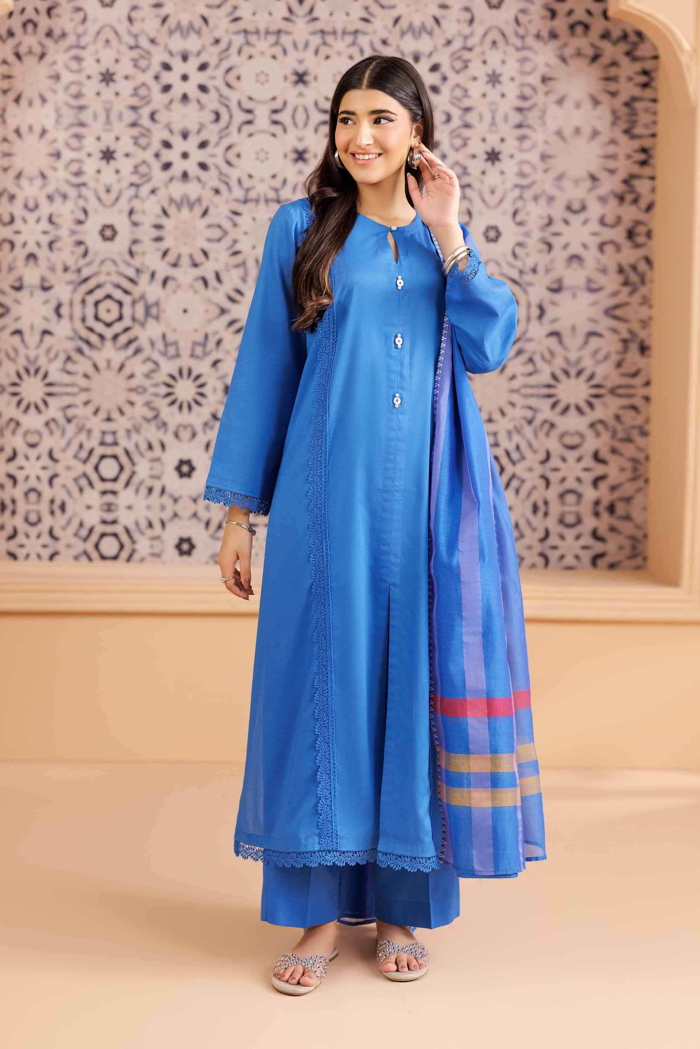 3 Piece - Basic Suit - PS25-131 READY TO WEAR Blue Cambric 3PC Solids