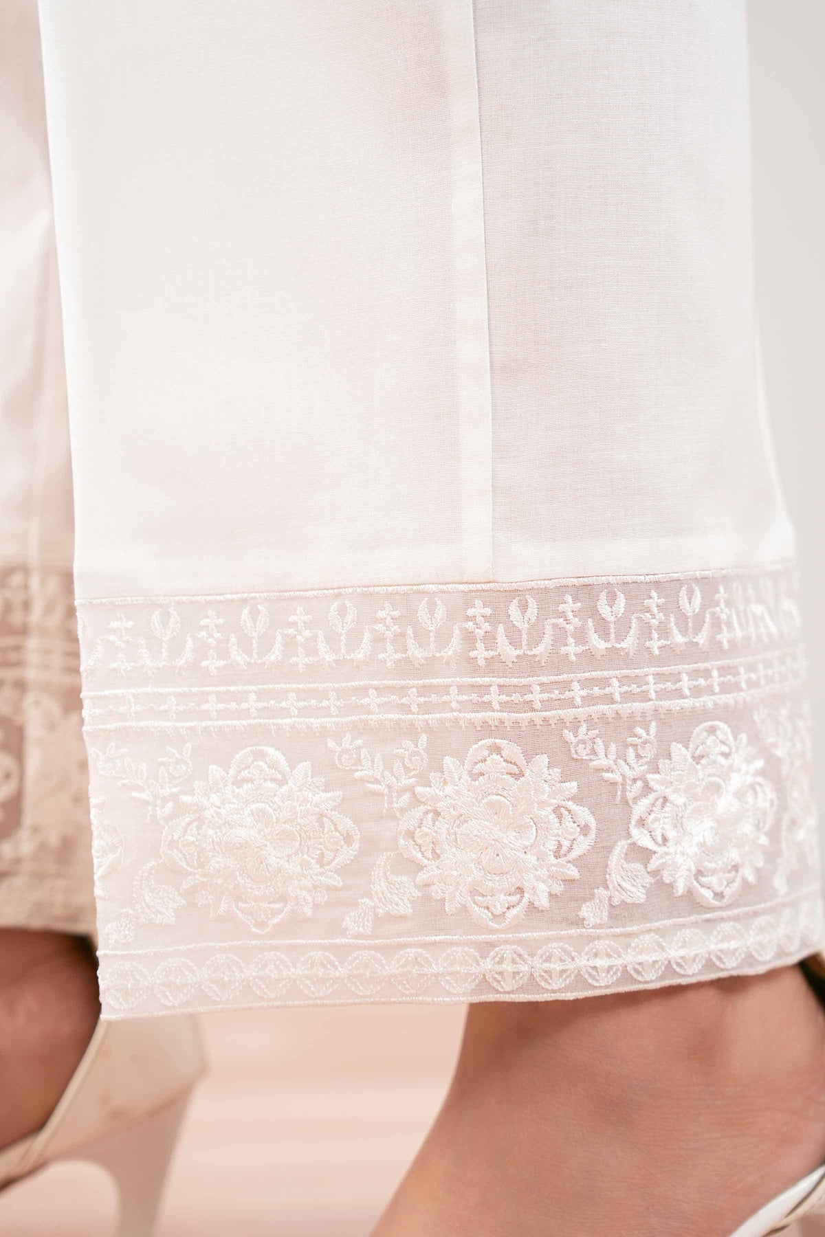 Embroidered Trousers - PS25-163 White Cambric 1PC Embroidered Nishat Australia