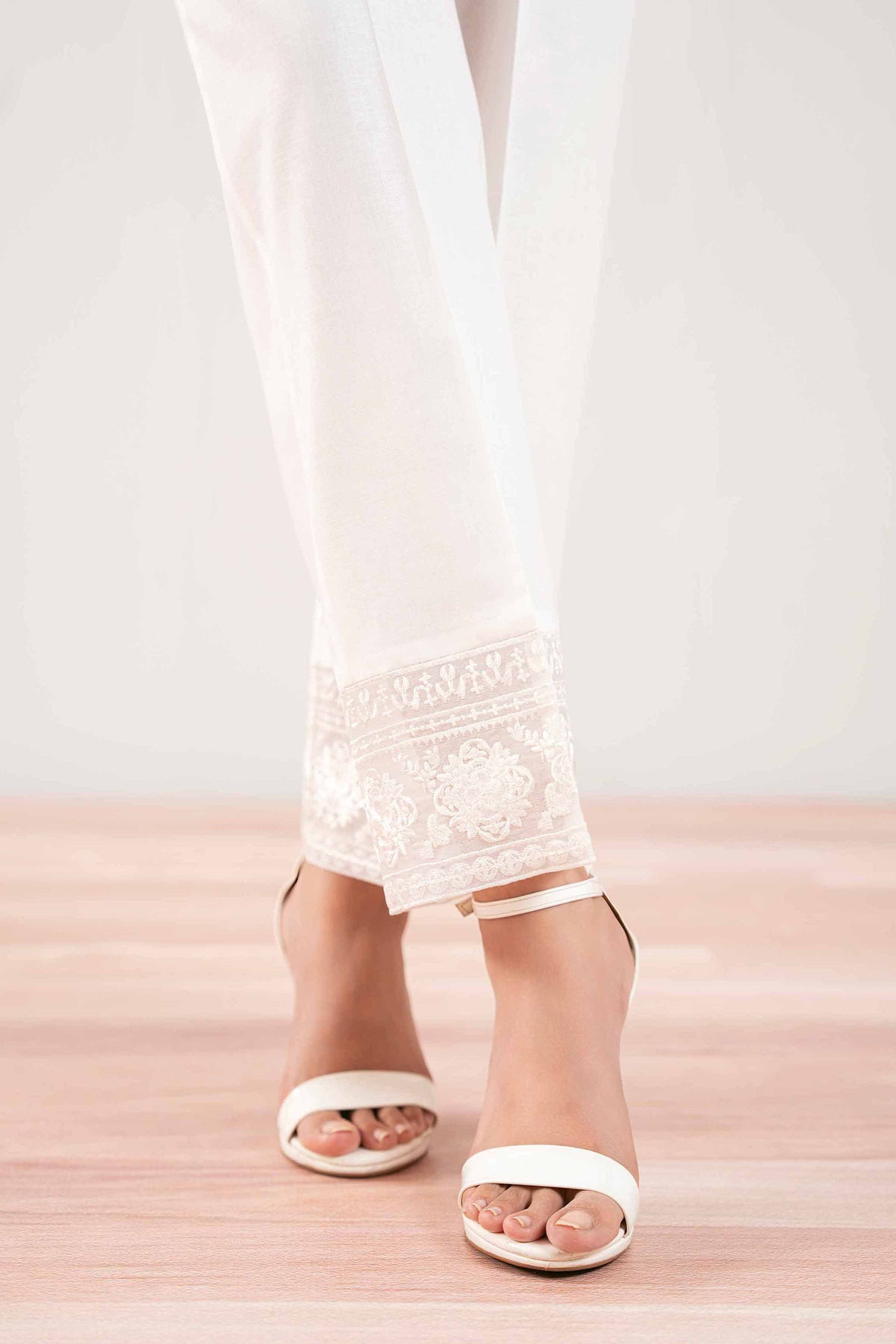 Embroidered Trousers - PS25-163 White Cambric 1PC Embroidered Nishat Australia
