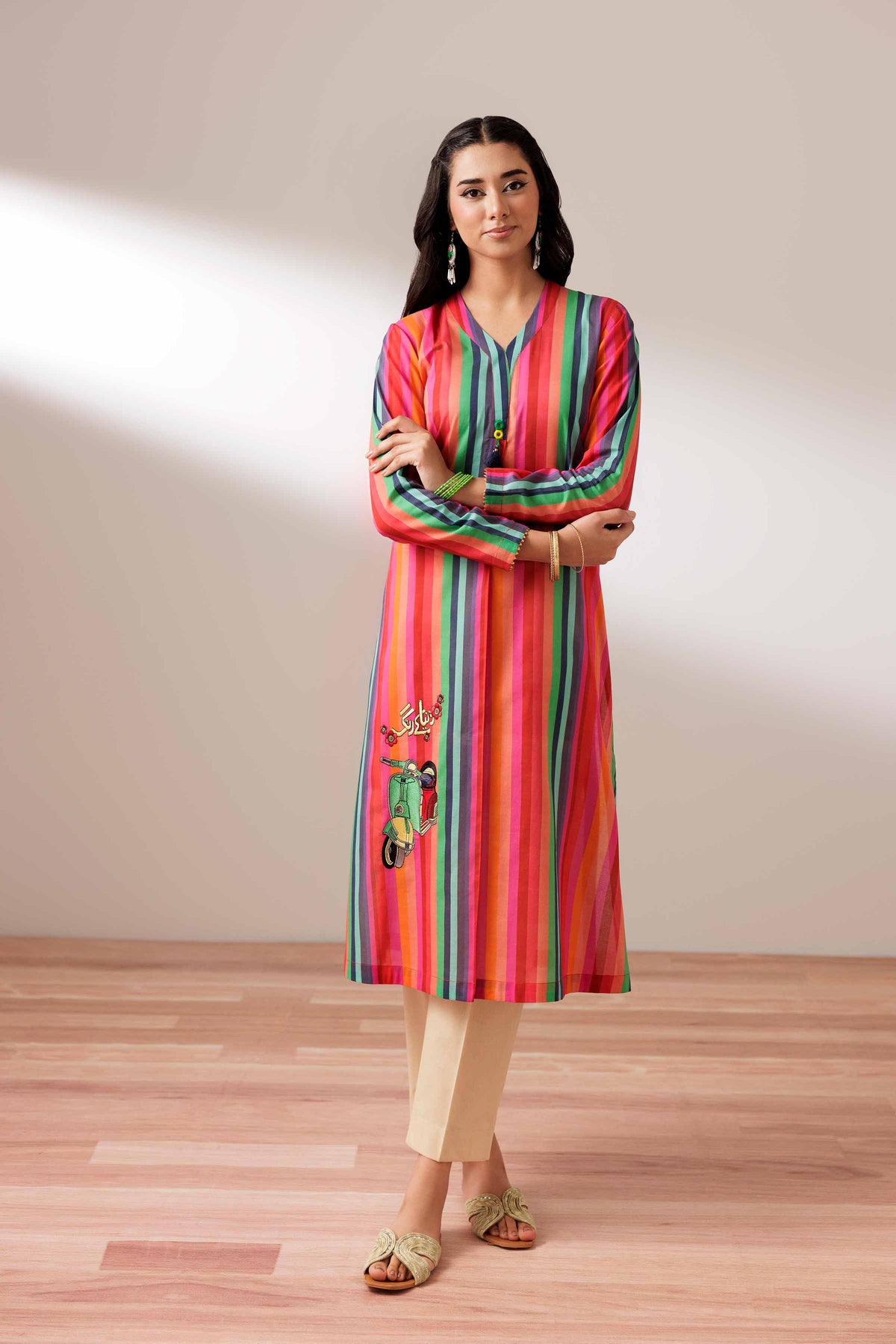 Printed Embroidered Shirt - PS25-188 Pink Lawn 1PC Embroidered Nishat Australia