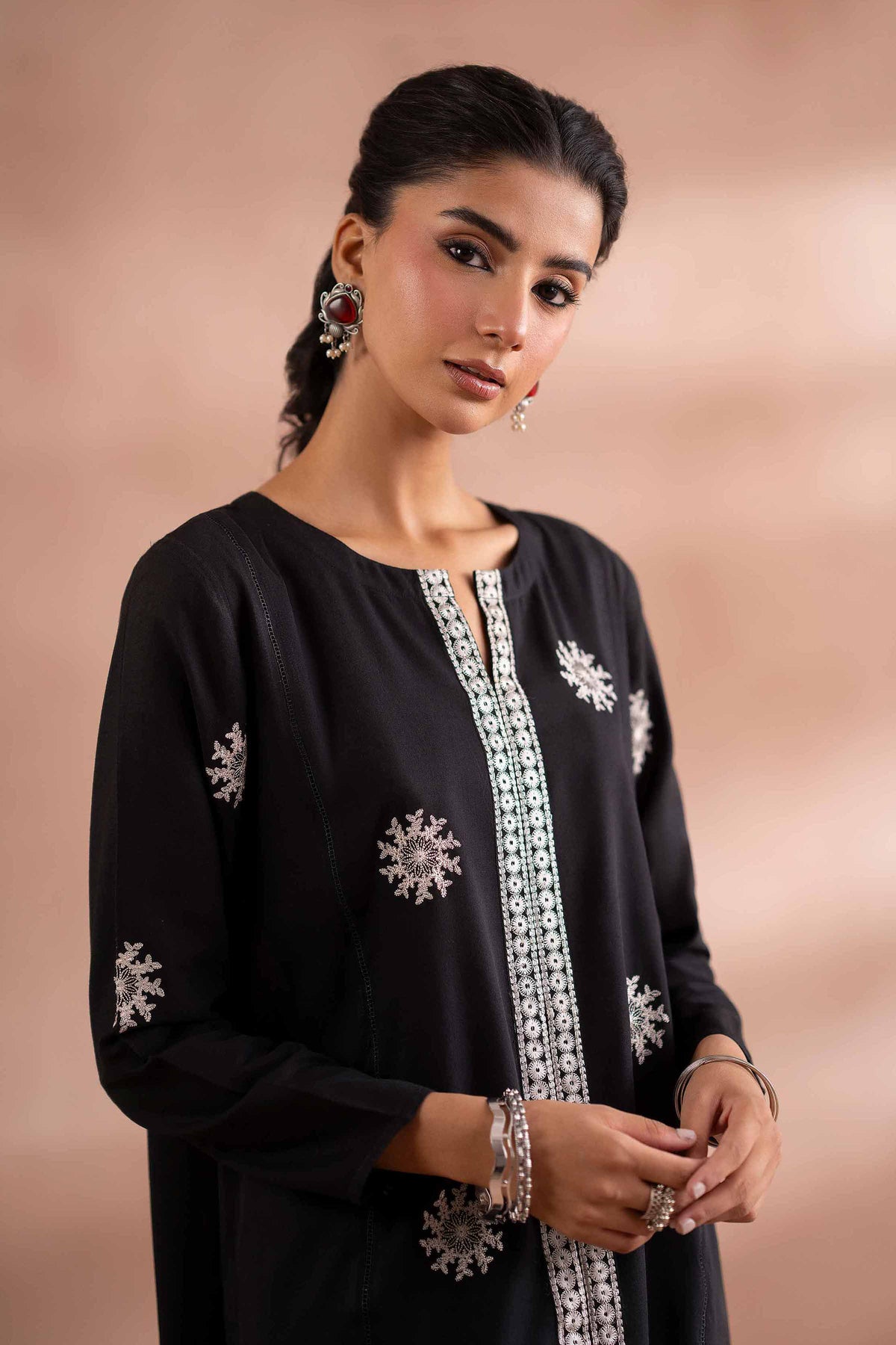 2 Piece - Embroidered Suit - PS25-206 Black Yarn Dyed 2PC Embroidered Nishat Australia