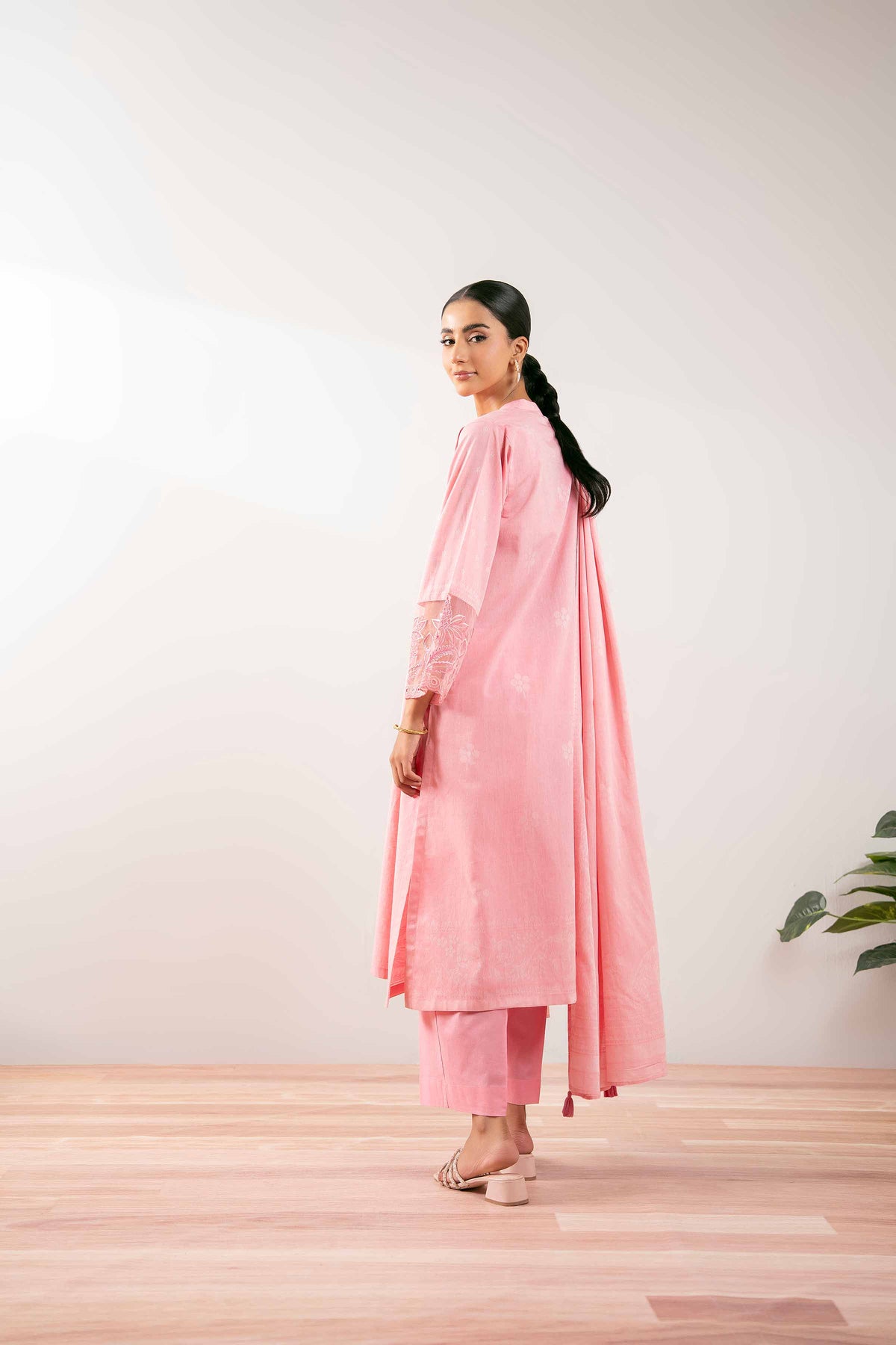 3 Piece - Embroidered Suit - PS25-208 Pink Jacquard 3PC Embroidered Nishat Australia