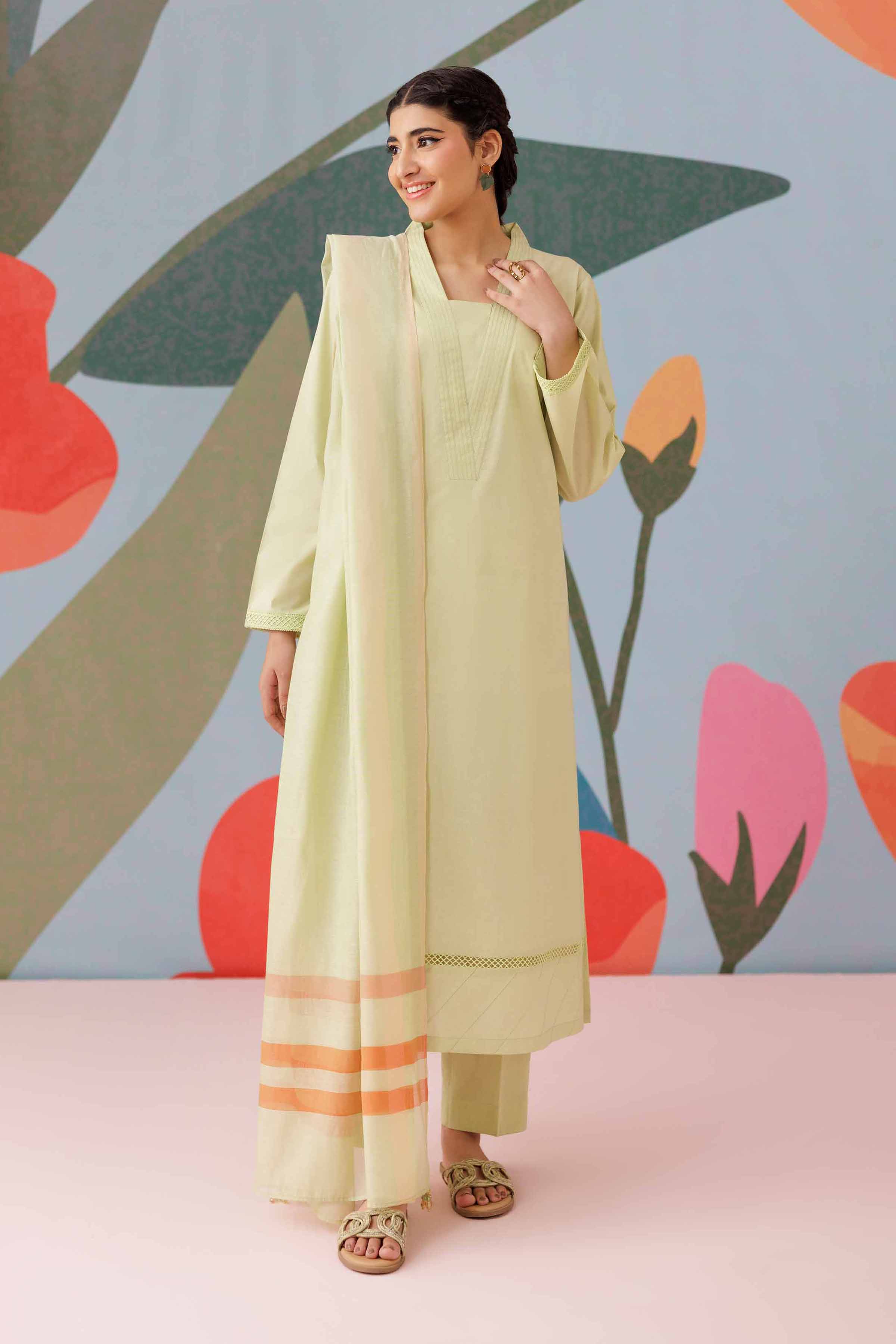 3 Piece - Basic Suit - PS25-259 READY TO WEAR Green Cambric 3PC Solids