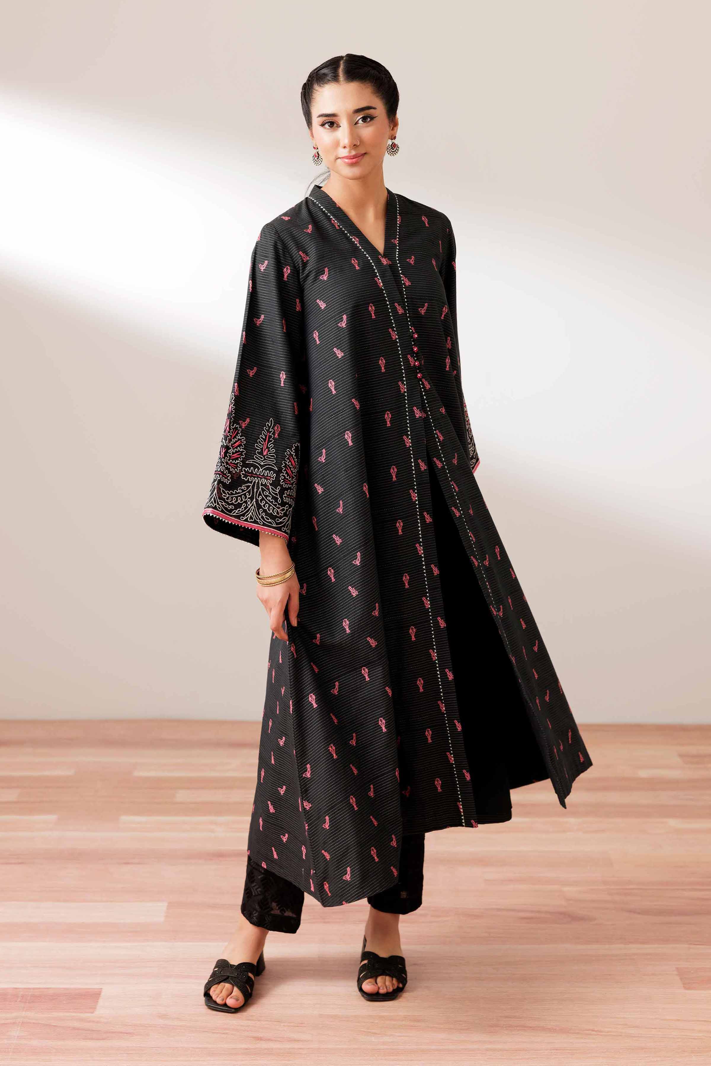 Embroidered Jacket - PS25-73 READY TO WEAR Black Jacquard 1 Piece Embroidered