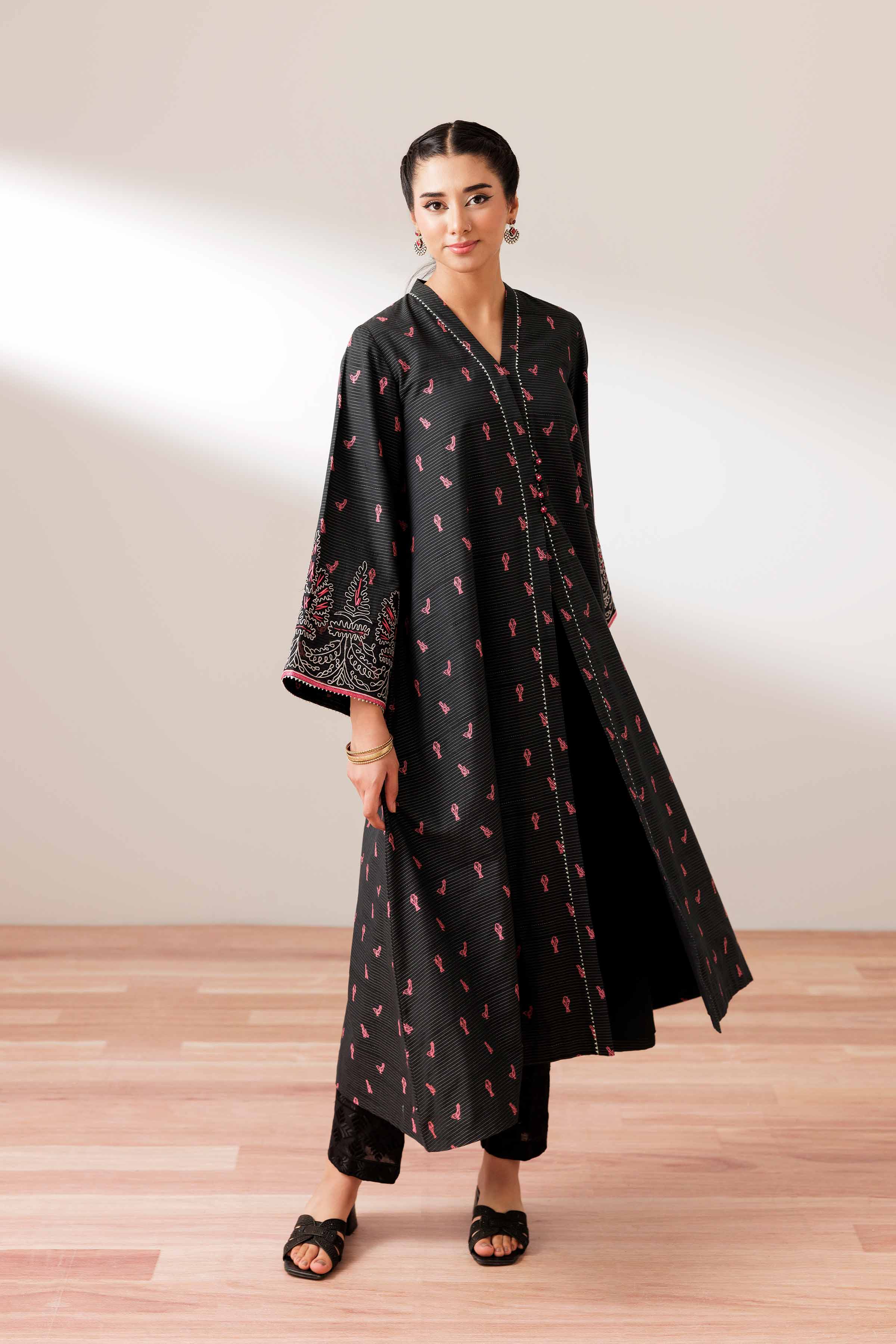 Embroidered Jacket - PS25-73 READY TO WEAR Black Jacquard 1 Piece Embroidered
