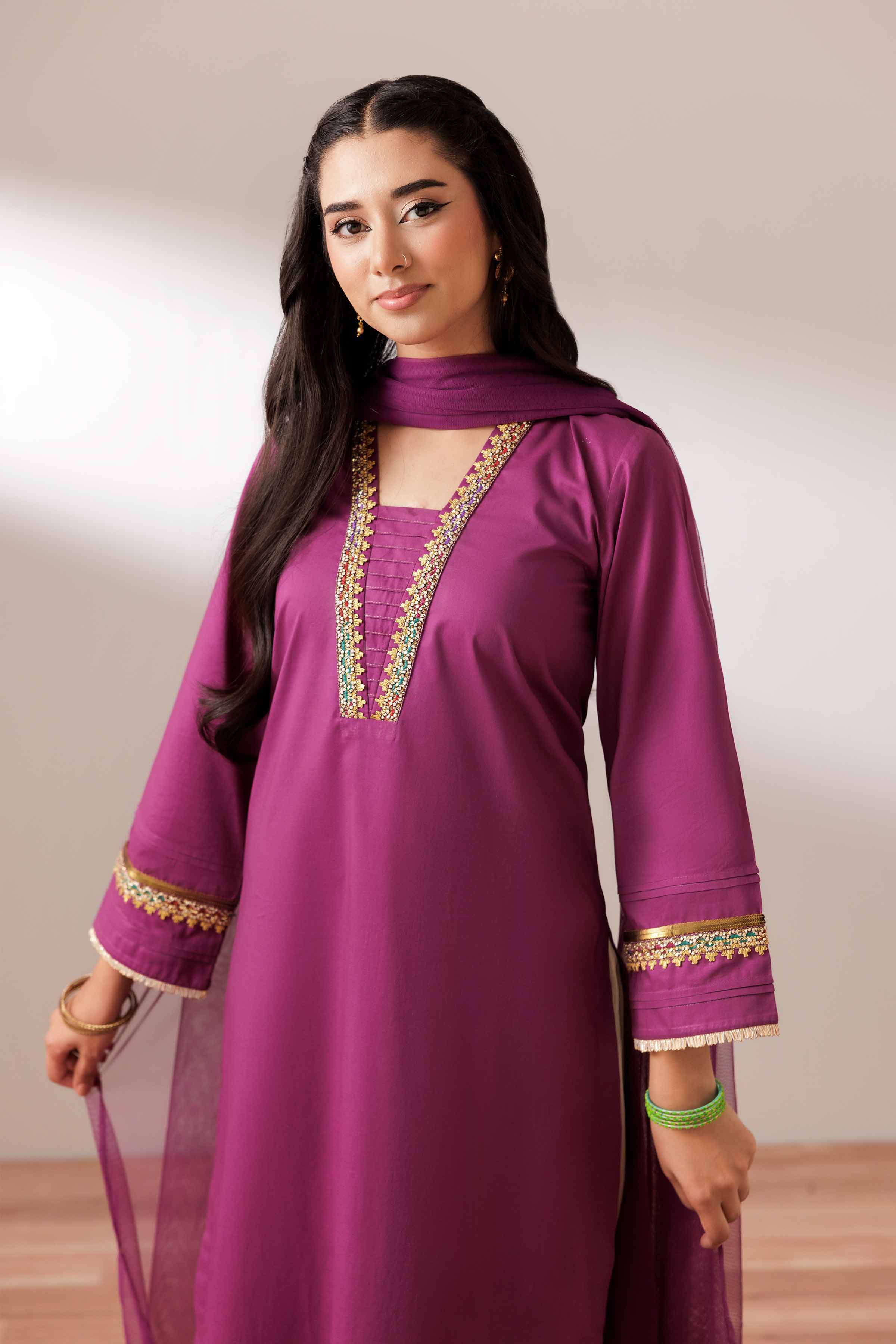 2 Piece - Basic Suit - PS25-86 READY TO WEAR Purple Cambric 2PC Solids