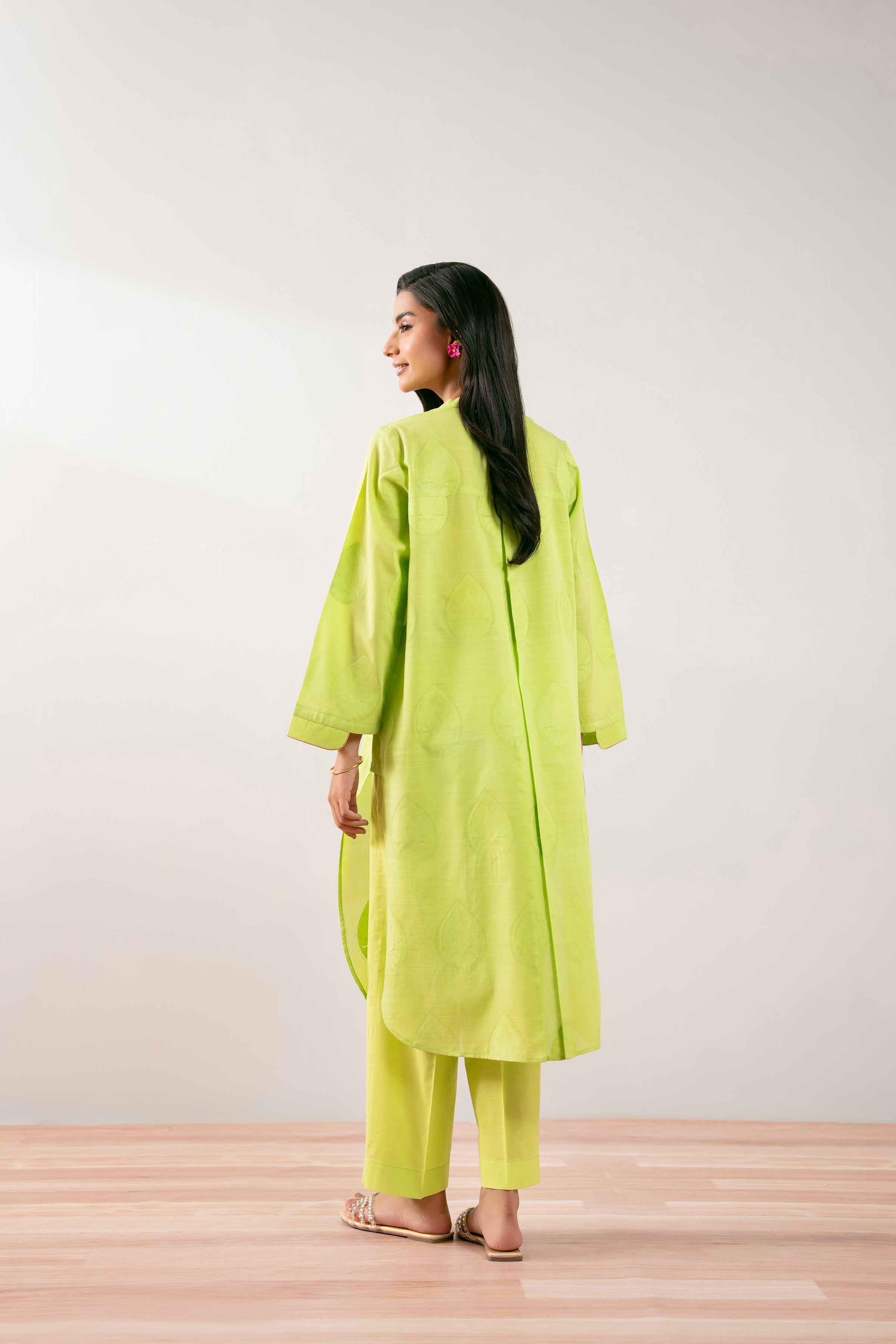 2 Piece - Basic Suit - PS25-98 READY TO WEAR Green Jacquard 2 Pieces Solids