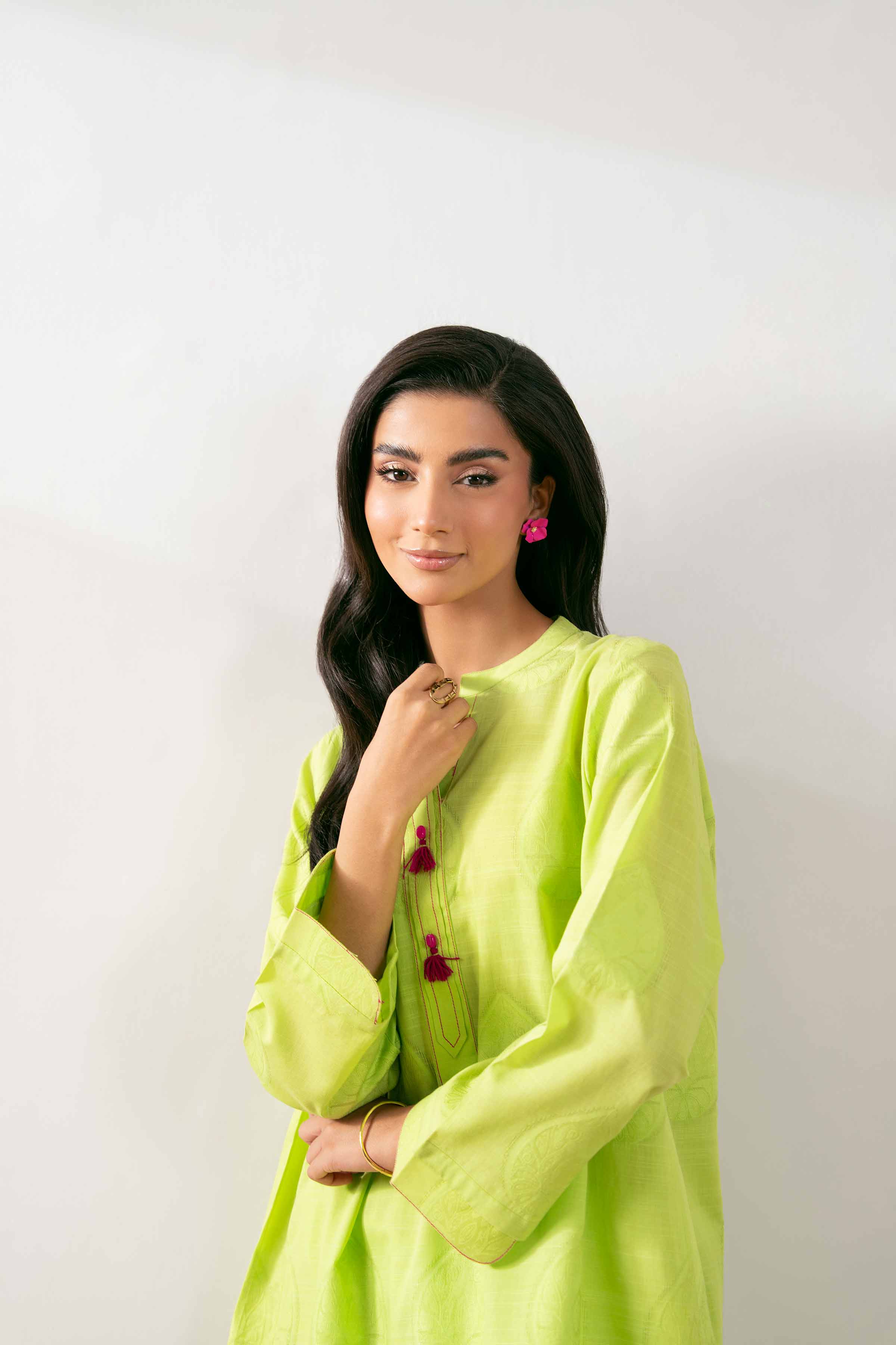 2 Piece - Basic Suit - PS25-98 READY TO WEAR Green Jacquard 2 Pieces Solids