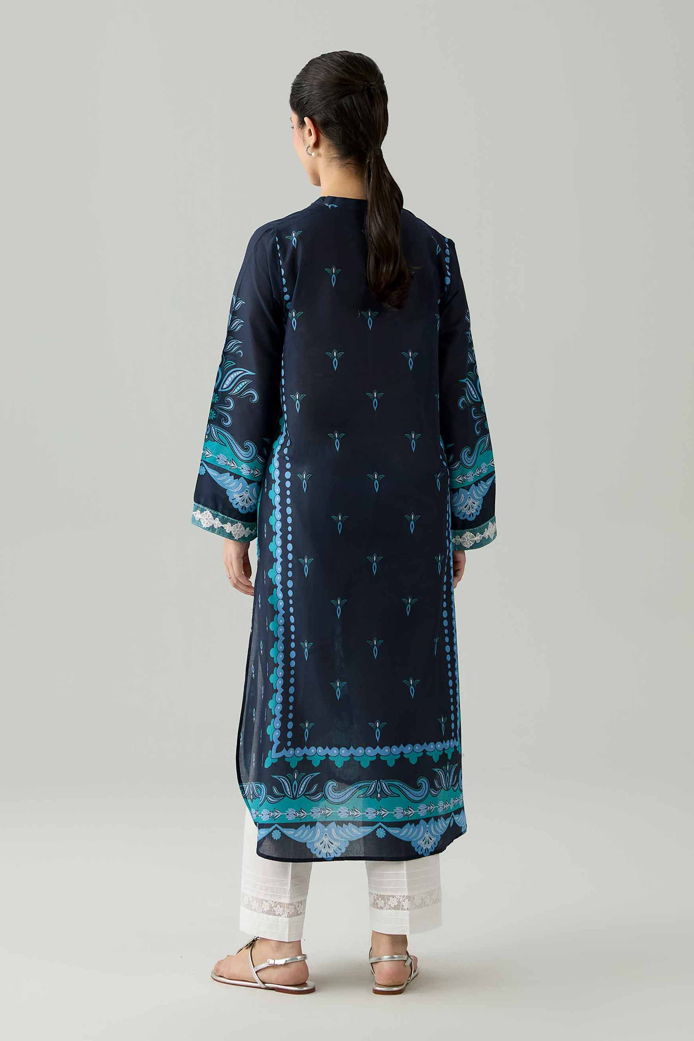 Printed Embroidered Shirt - PS26-08 Blue Lawn 1PC Embroidered Nishat Australia