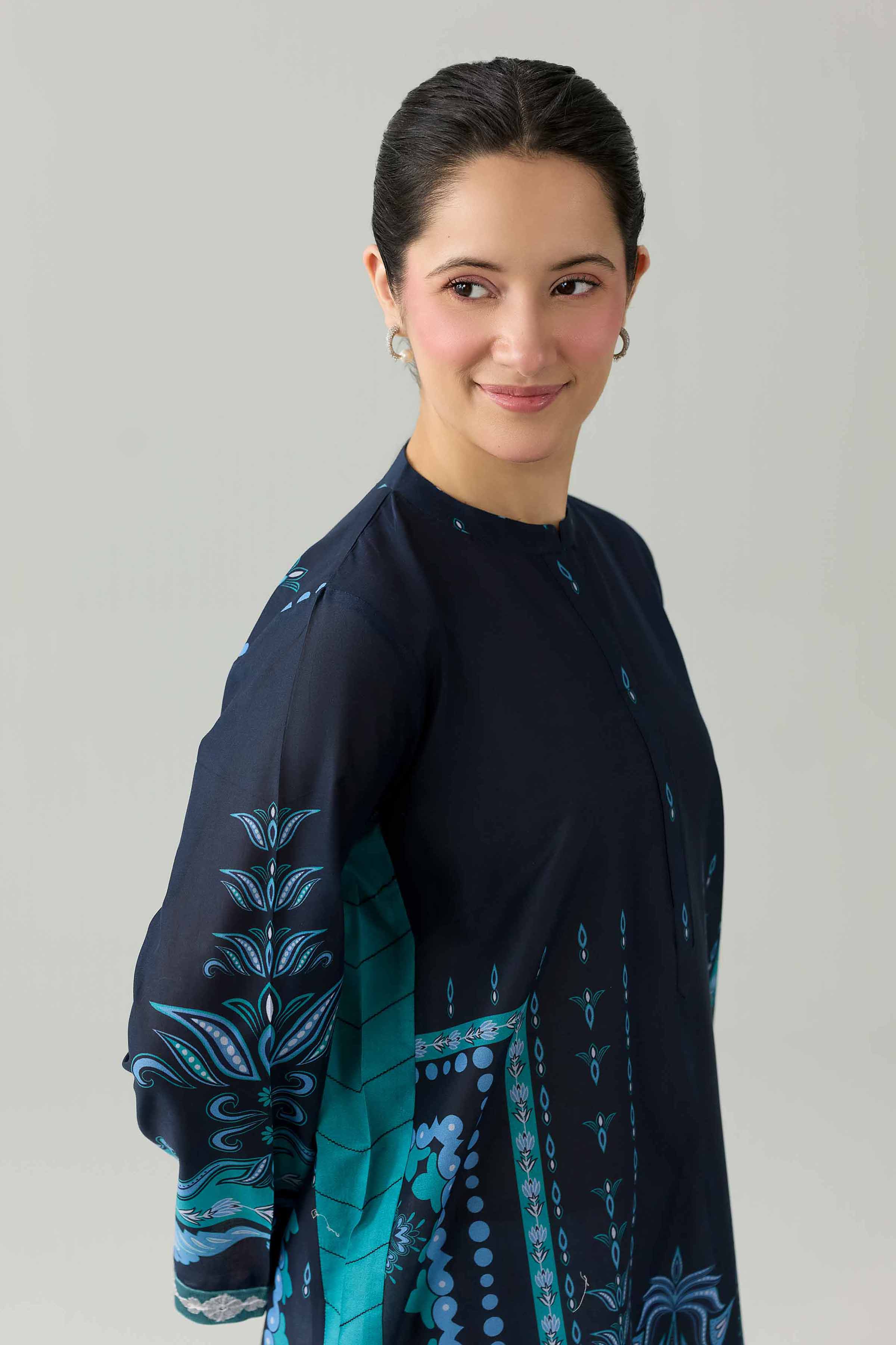 Printed Embroidered Shirt - PS26-08 Blue Lawn 1PC Embroidered Nishat Australia