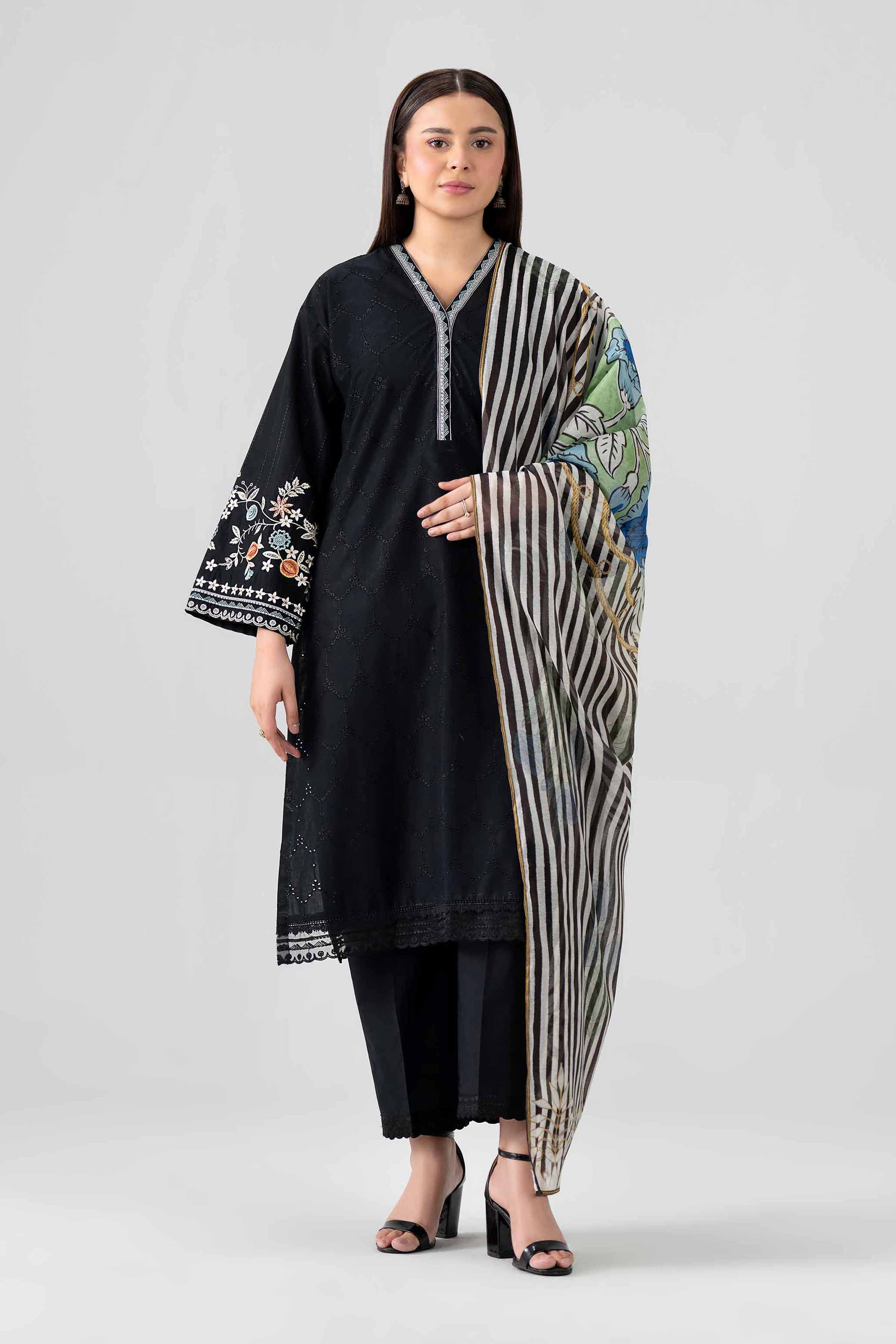 3 Piece - Printed Embroidered Suit - PS26-114 Black Chicken Kari 3PC Embroidered Nishat Australia