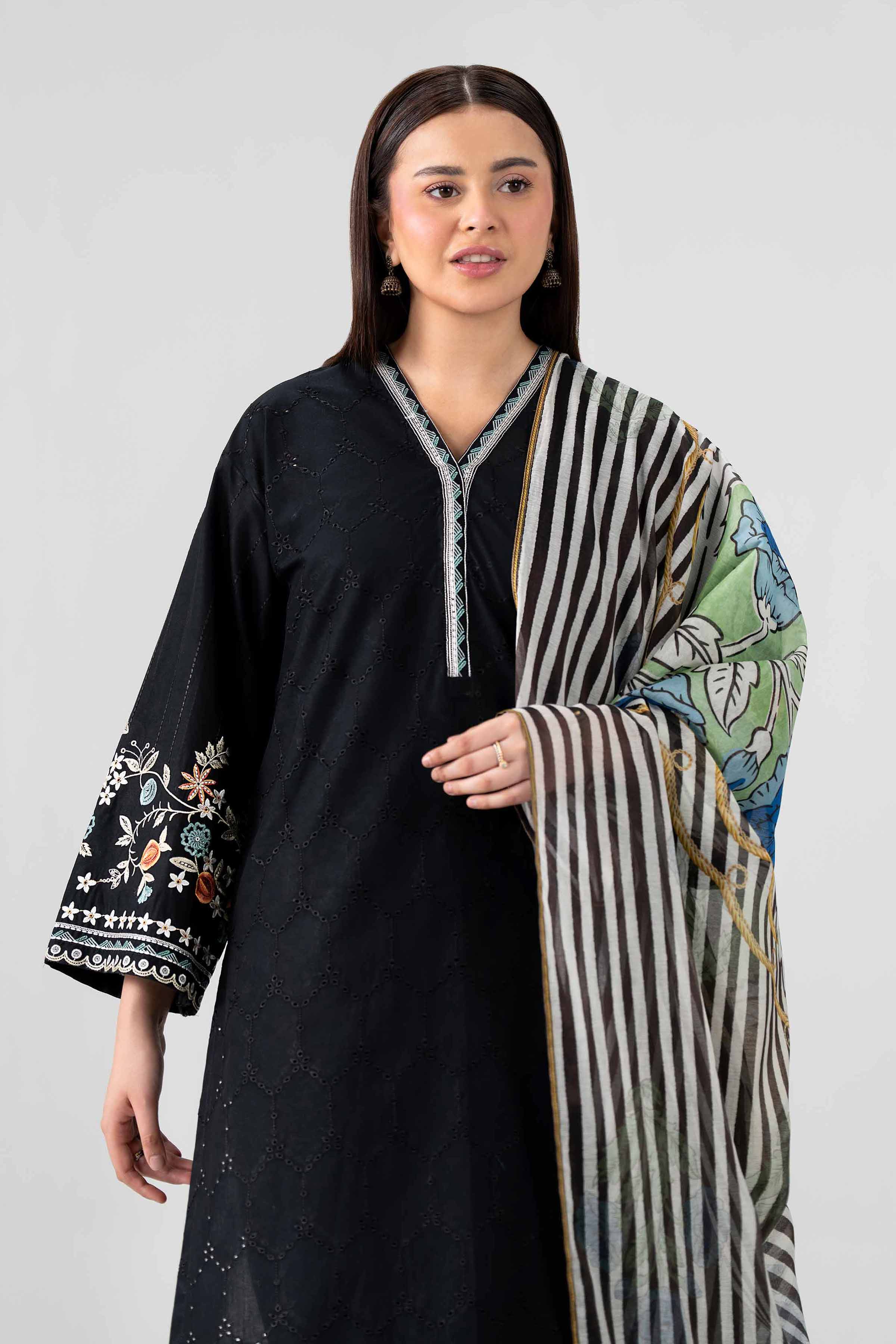3 Piece - Printed Embroidered Suit - PS26-114 Black Chicken Kari 3PC Embroidered Nishat Australia