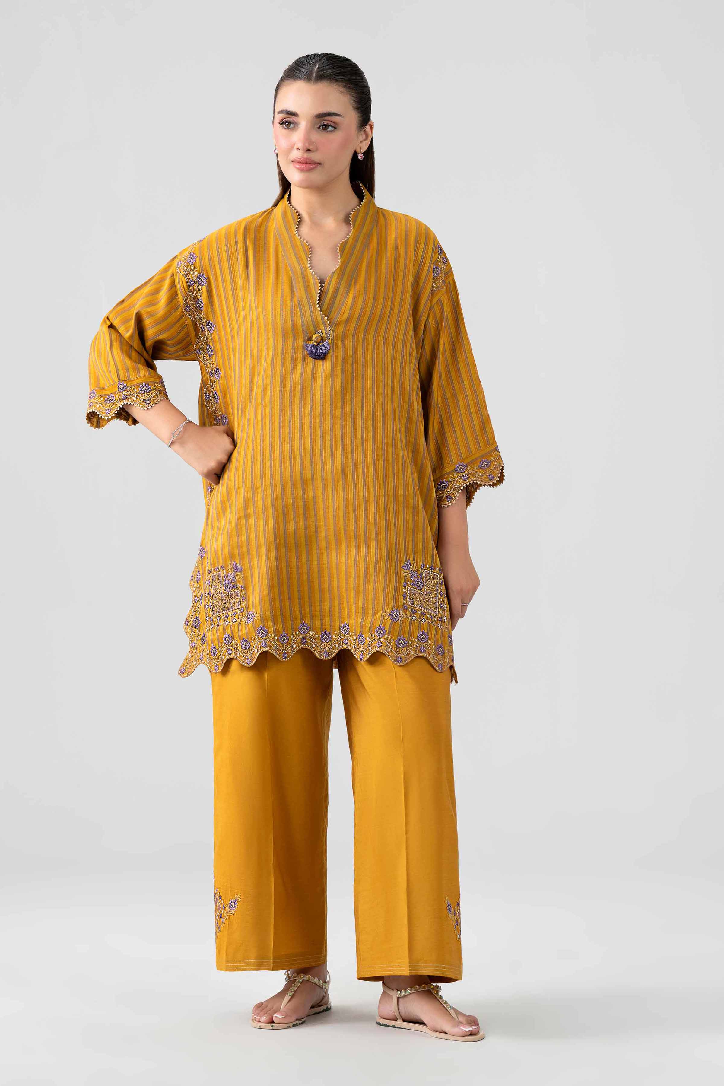 2 Piece - Printed Embroidered Suit - PS26-16 Yellow  Cotton 2PC Embroidered Nishat Australia