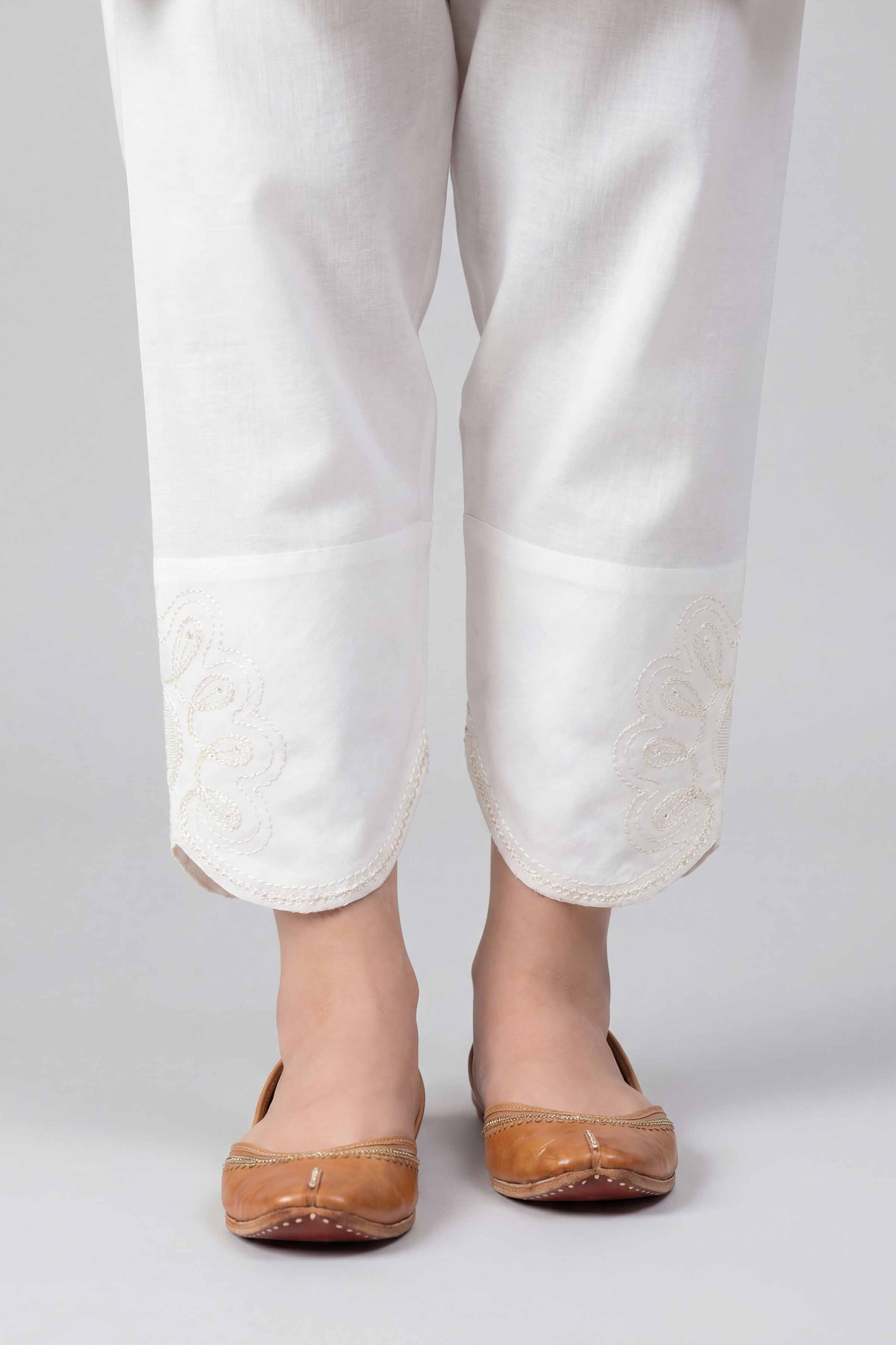Embroidered Trousers - PS26-181 Off White Cambric 1PC Embroidered Nishat Australia