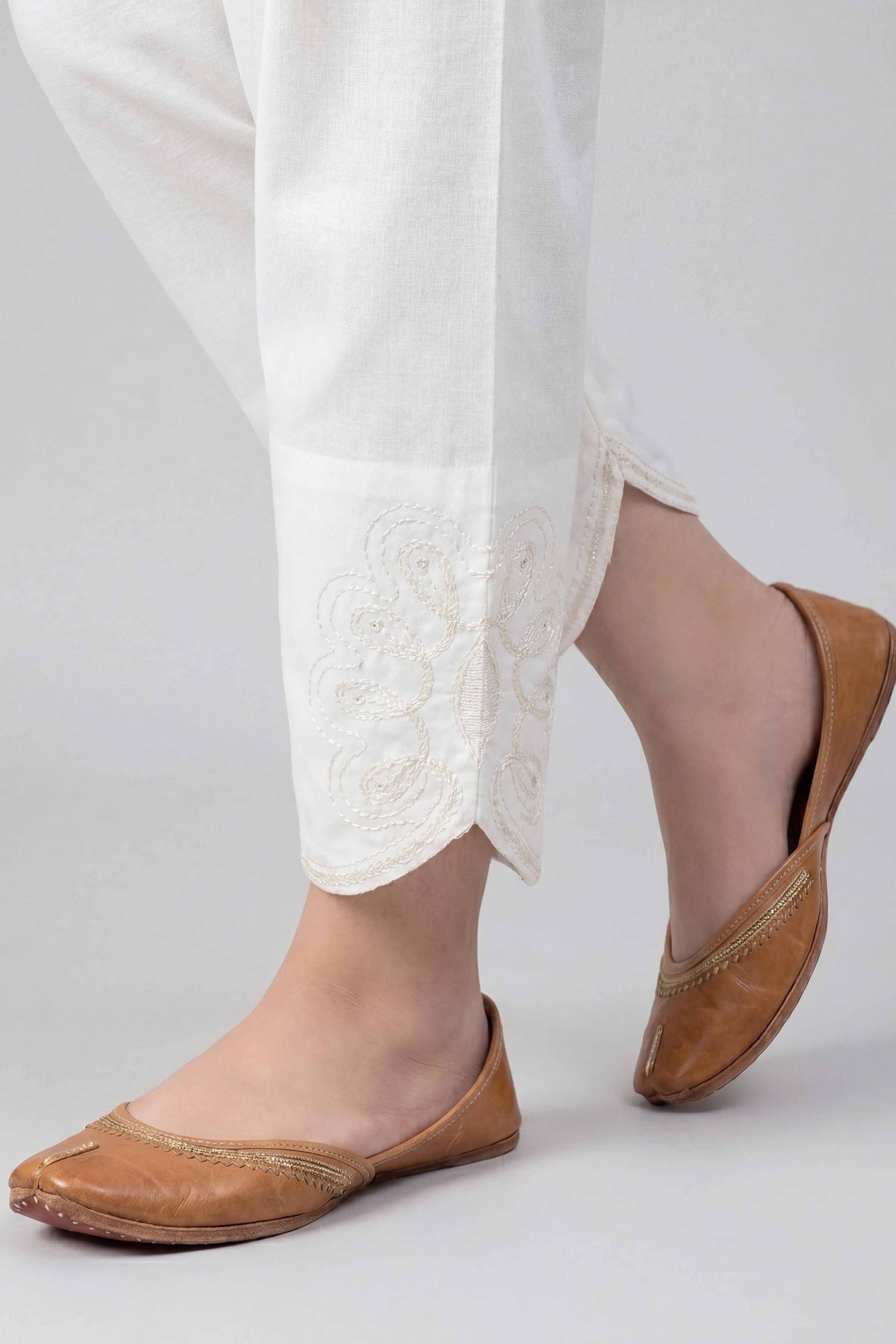 Embroidered Trousers - PS26-181 Off White Cambric 1PC Embroidered Nishat Australia