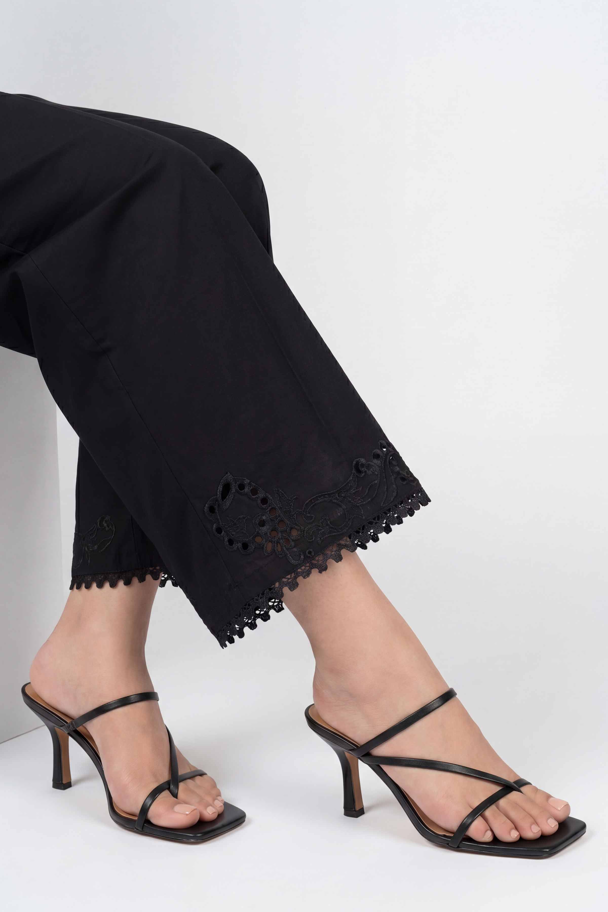Embroidered Trousers - PS26-186 Black Cambric 1PC Embroidered Nishat Australia