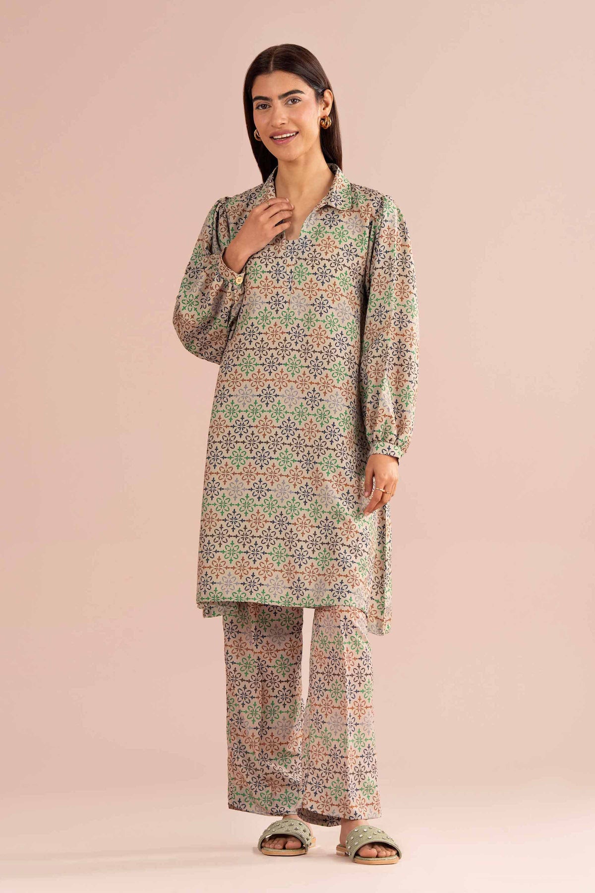 2 Piece - Printed Suit - PS26-86  Beige Lawn 2PC Printed Nishat Australia