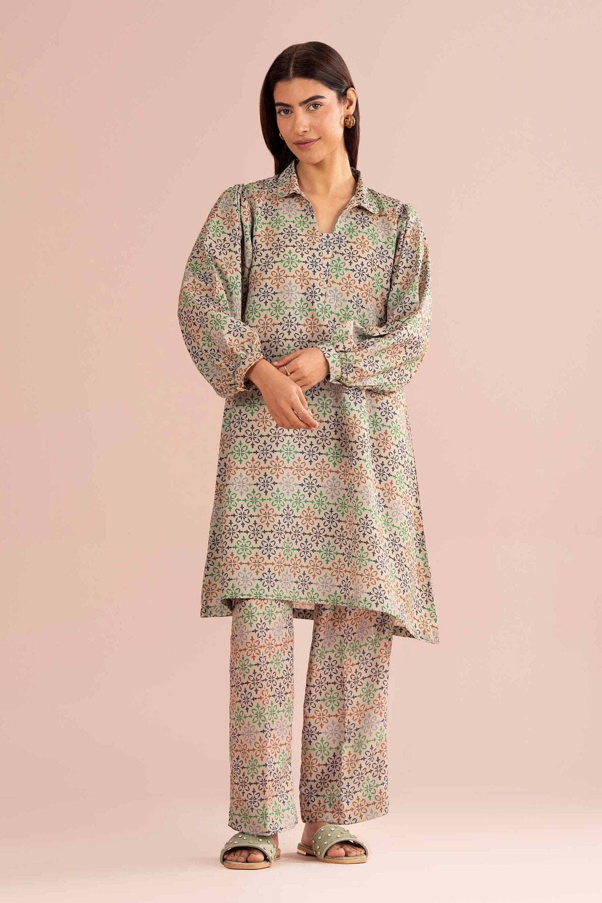 2 Piece - Printed Suit - PS26-86  Beige Lawn 2PC Printed Nishat Australia