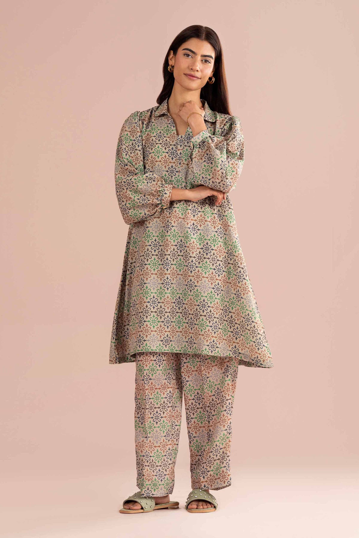 2 Piece - Printed Suit - PS26-86  Beige Lawn 2PC Printed Nishat Australia