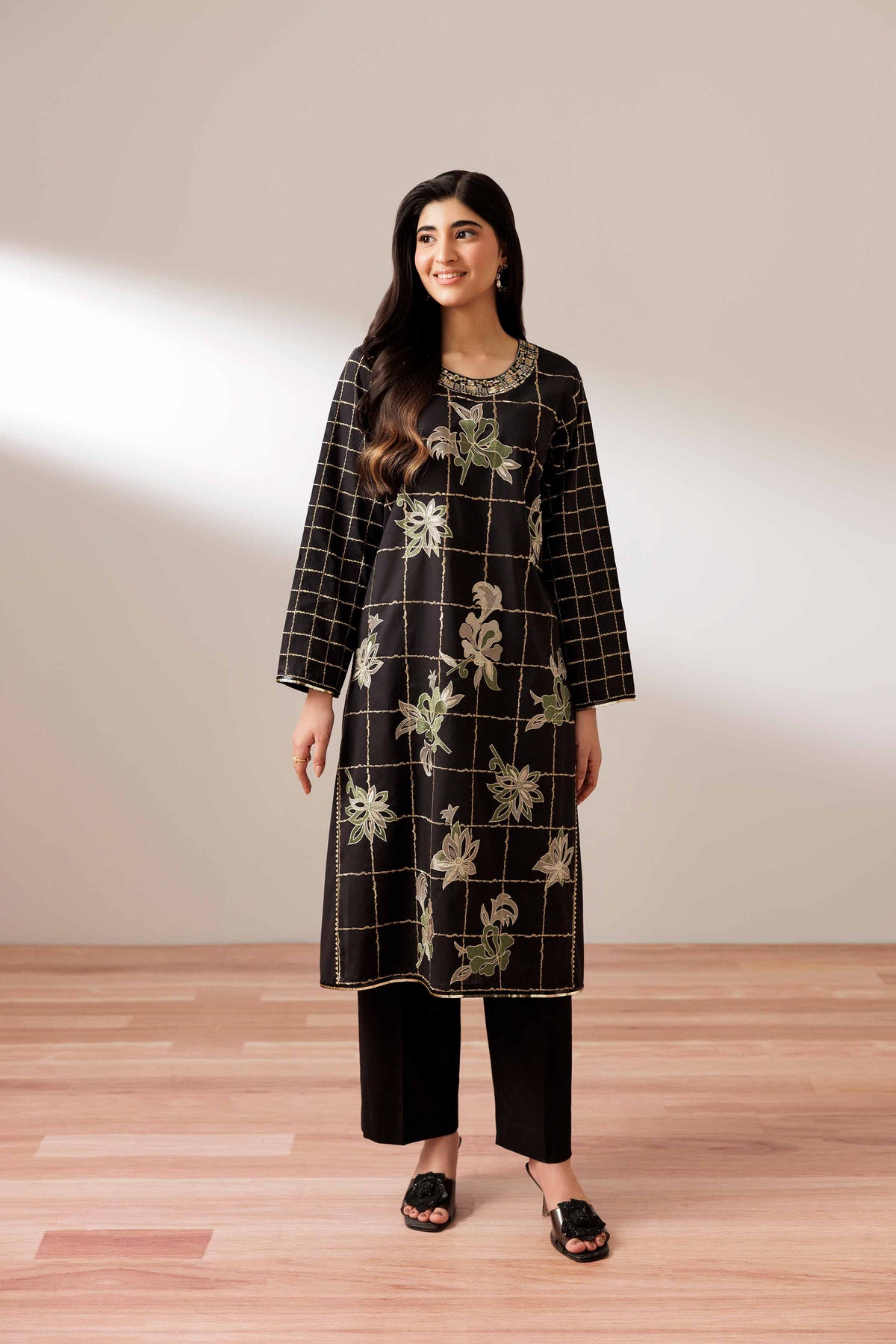 2 Piece - Embroidered Suit - PUS25-73 Black Cambric 2PC Embroidered Nishat Australia