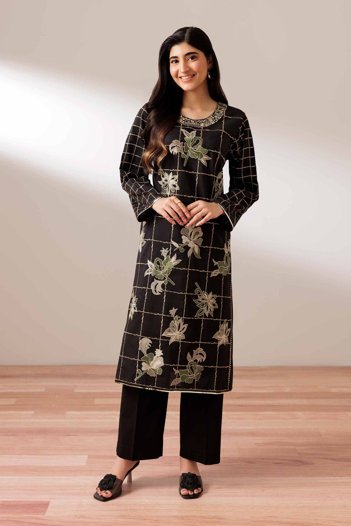 2 Piece - Embroidered Suit - PUS25-73 Black Cambric 2PC Embroidered Nishat Australia