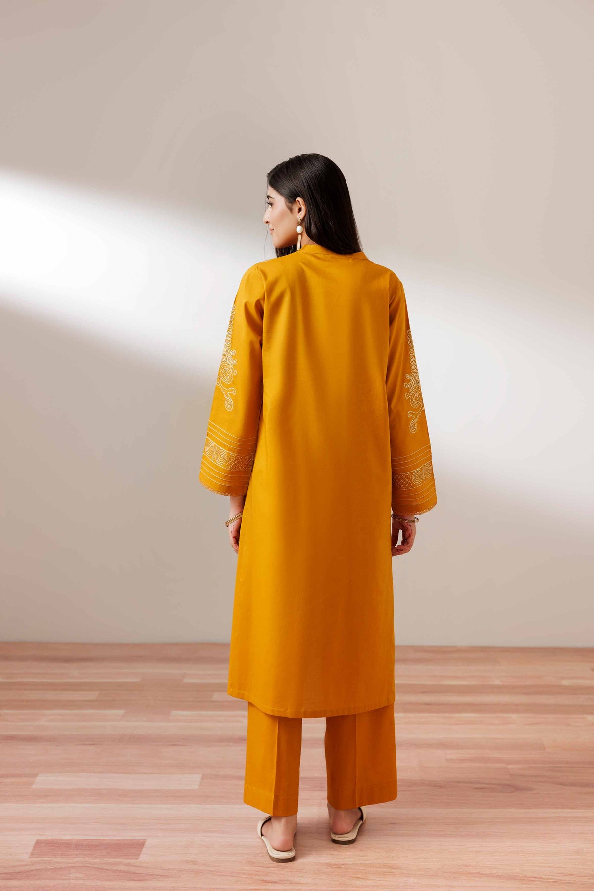 2 Piece - Embroidered Suit - PUS25-74 Yellow Cambric 2PC Embroidered Nishat Australia