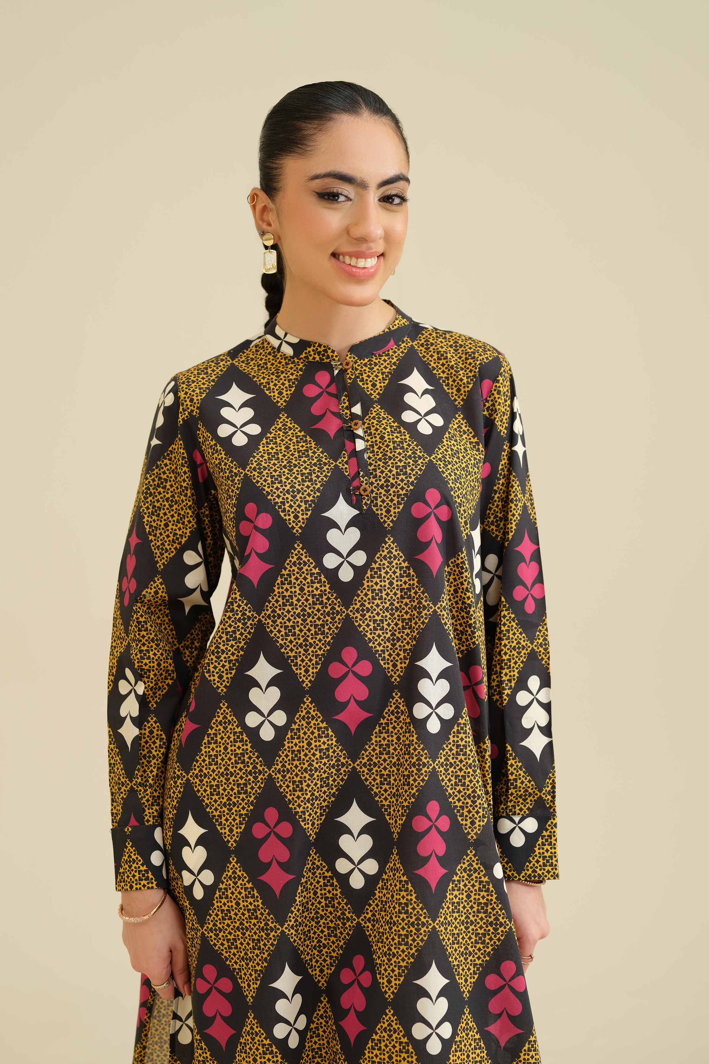 Printed Shirt - PW25-03 READY TO WEAR Black Cambric 1 Piece Printed