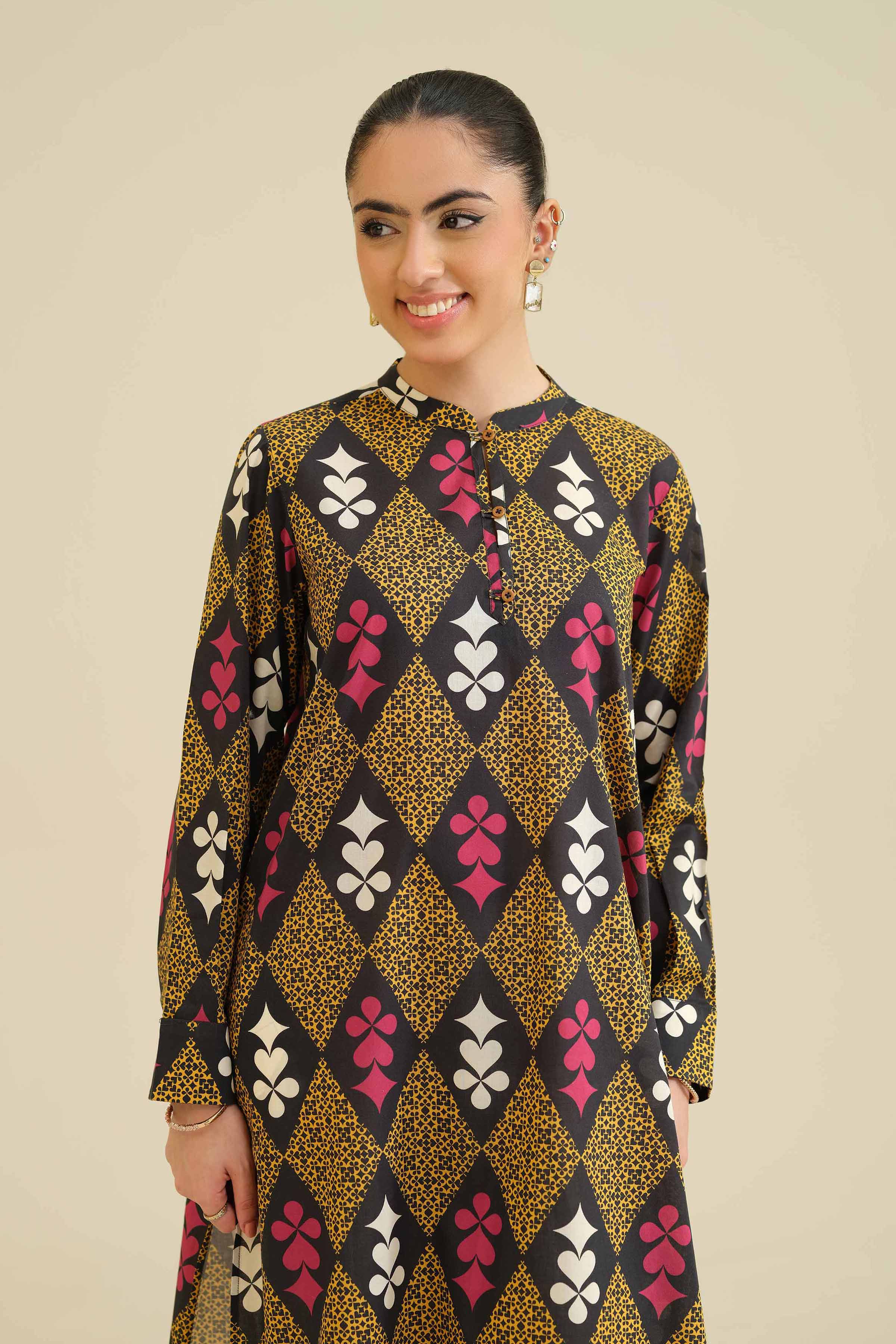 Printed Shirt - PW25-03 READY TO WEAR Black Cambric 1 Piece Printed