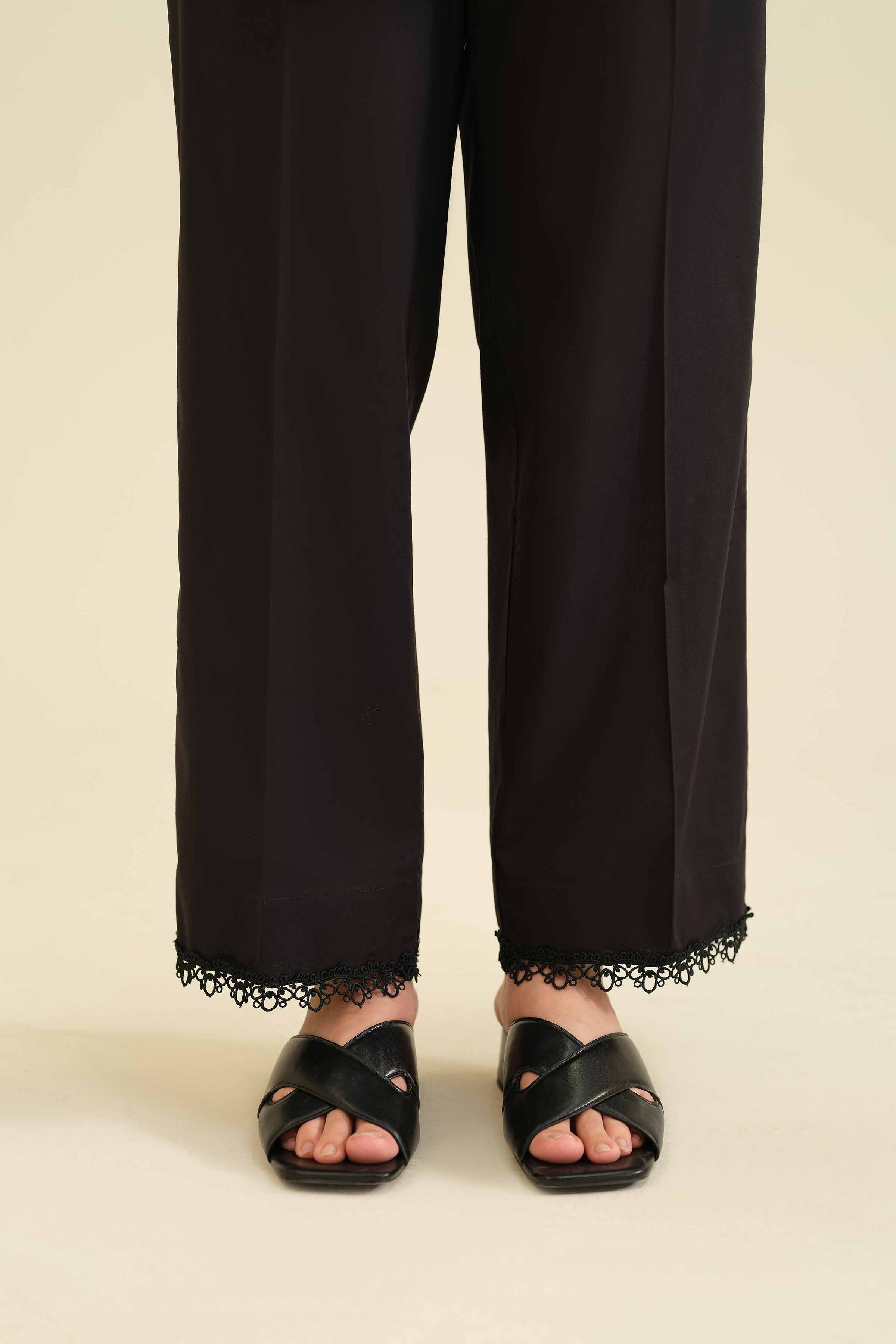 Basic Trousers - PW25-109 READY TO WEAR Black Cambric 1PC Solids