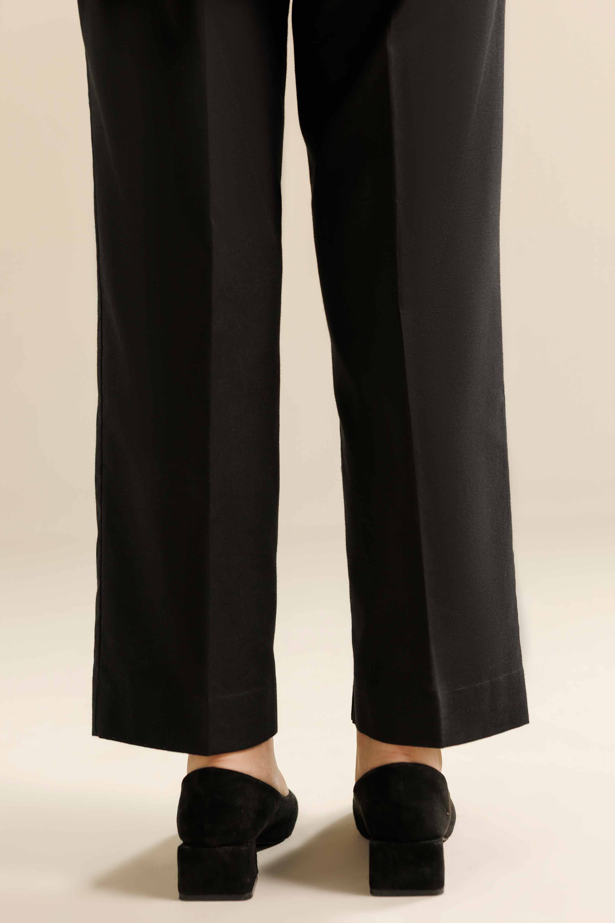 Basic Trousers - PW25-123 READY TO WEAR Black Karandi 1PC Solids