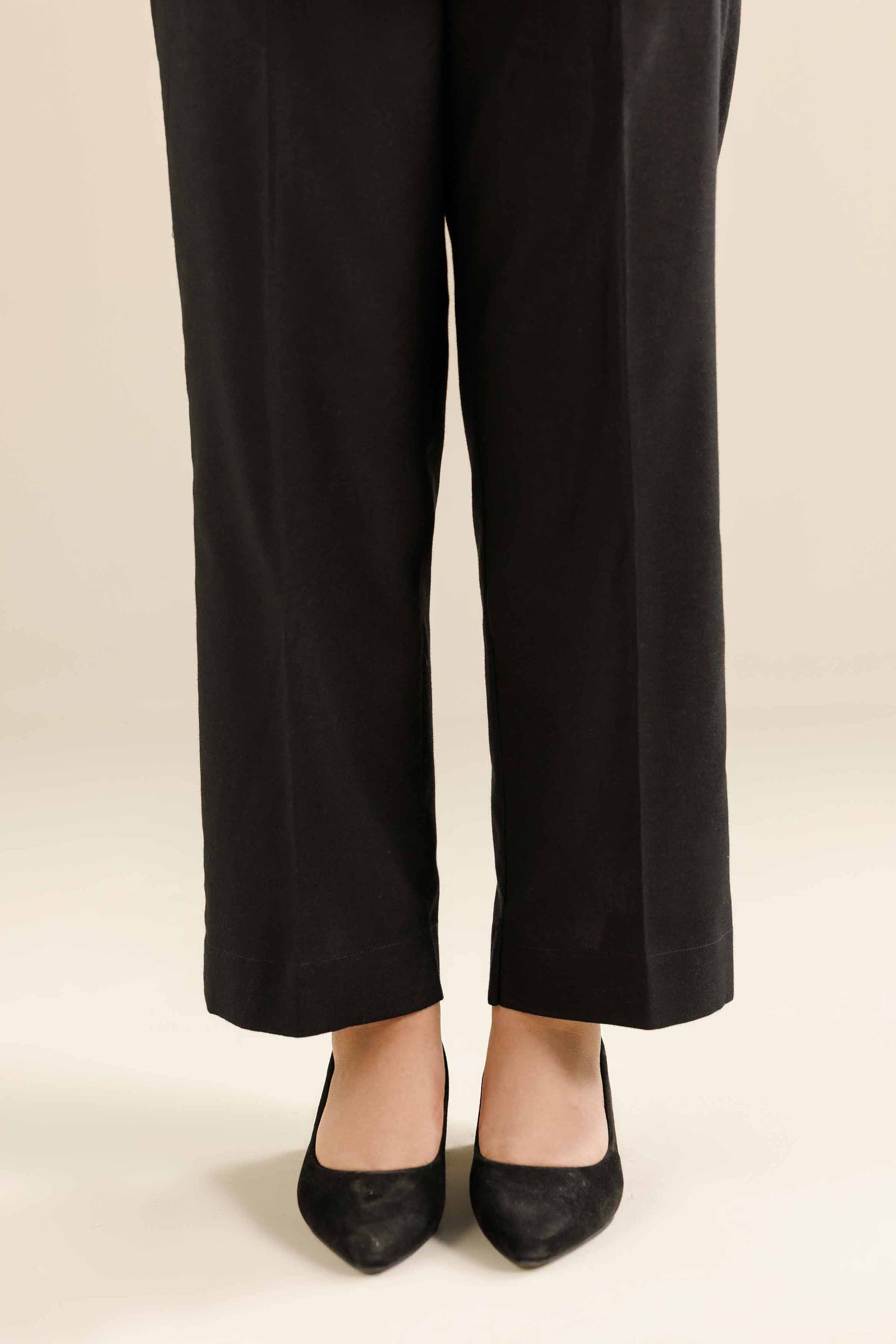 Basic Trousers - PW25-123 READY TO WEAR Black Karandi 1PC Solids