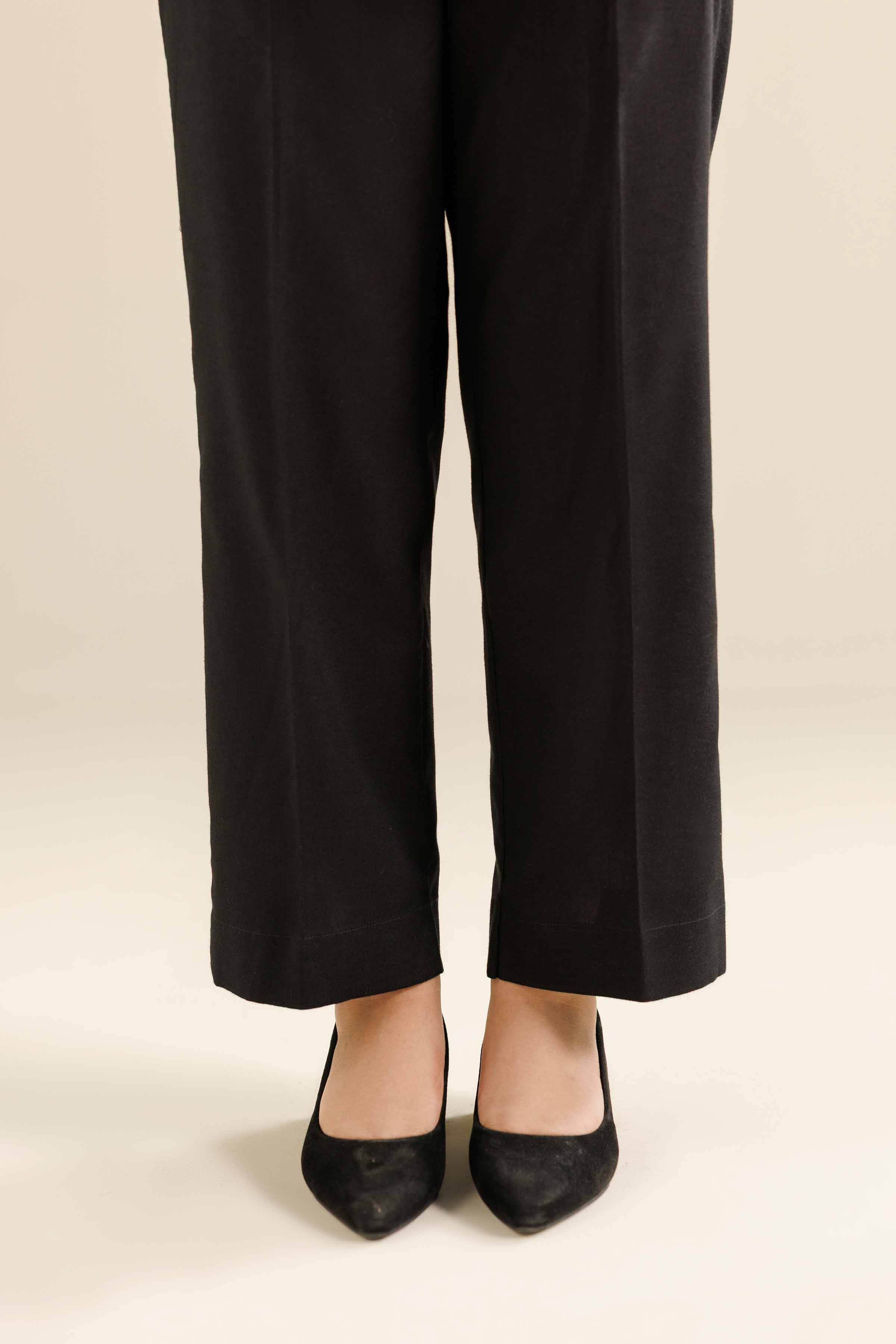 Basic Trousers - PW25-123 READY TO WEAR Black Karandi 1PC Solids