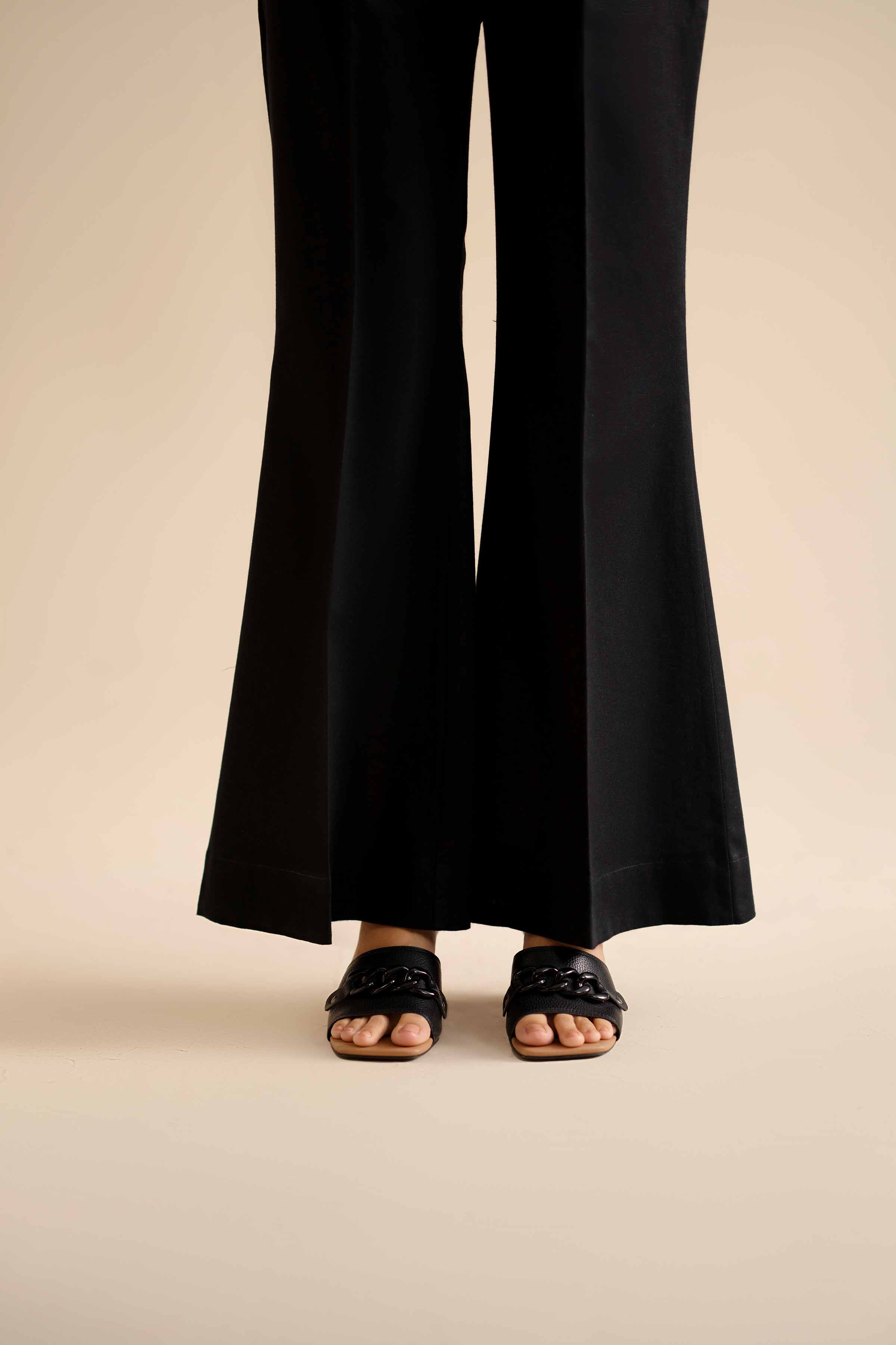 Basic Trousers - PW25-124 READY TO WEAR Black Karandi 1PC Solids