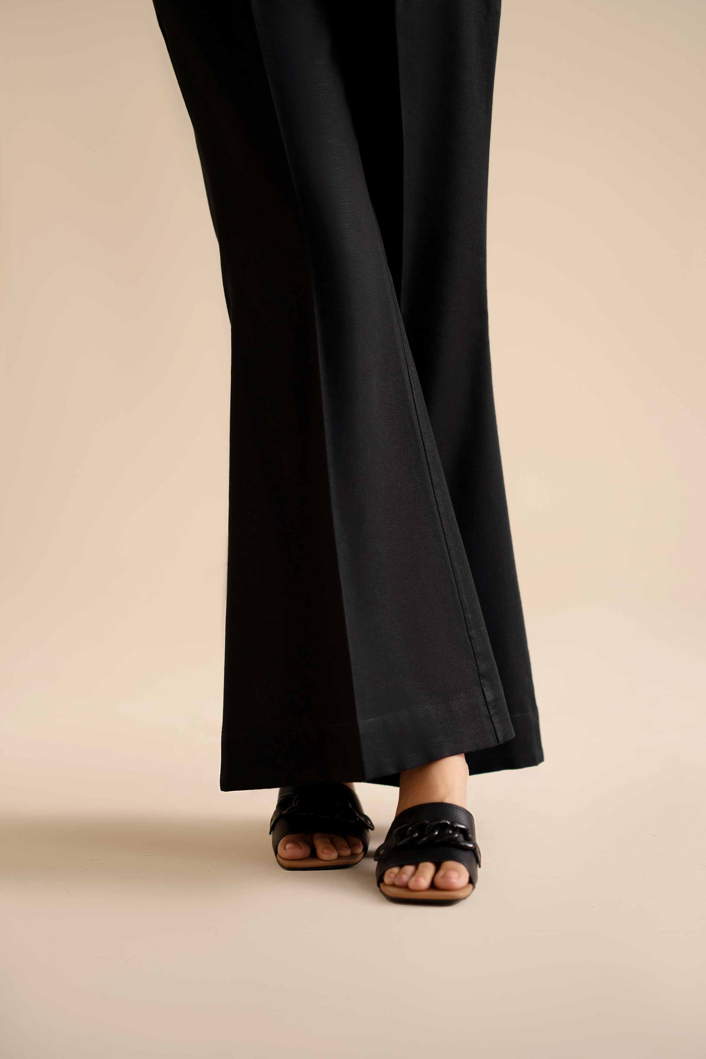 Basic Trousers - PW25-124 READY TO WEAR Black Karandi 1PC Solids