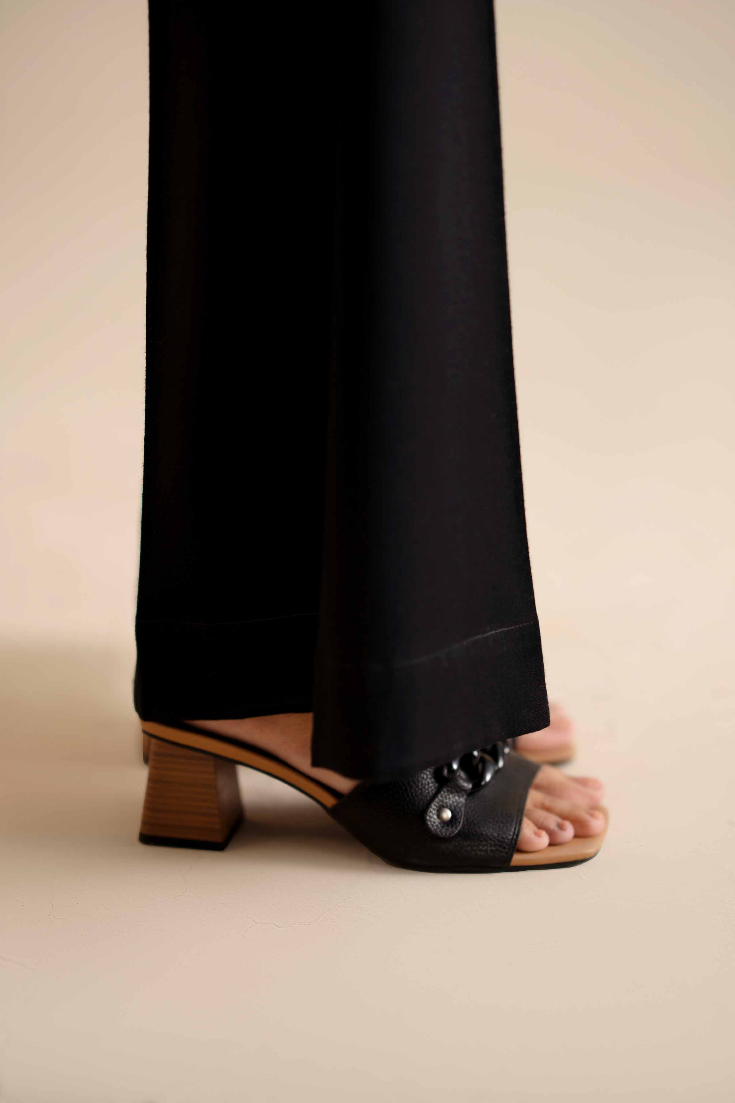 Basic Trousers - PW25-124 READY TO WEAR Black Karandi 1PC Solids