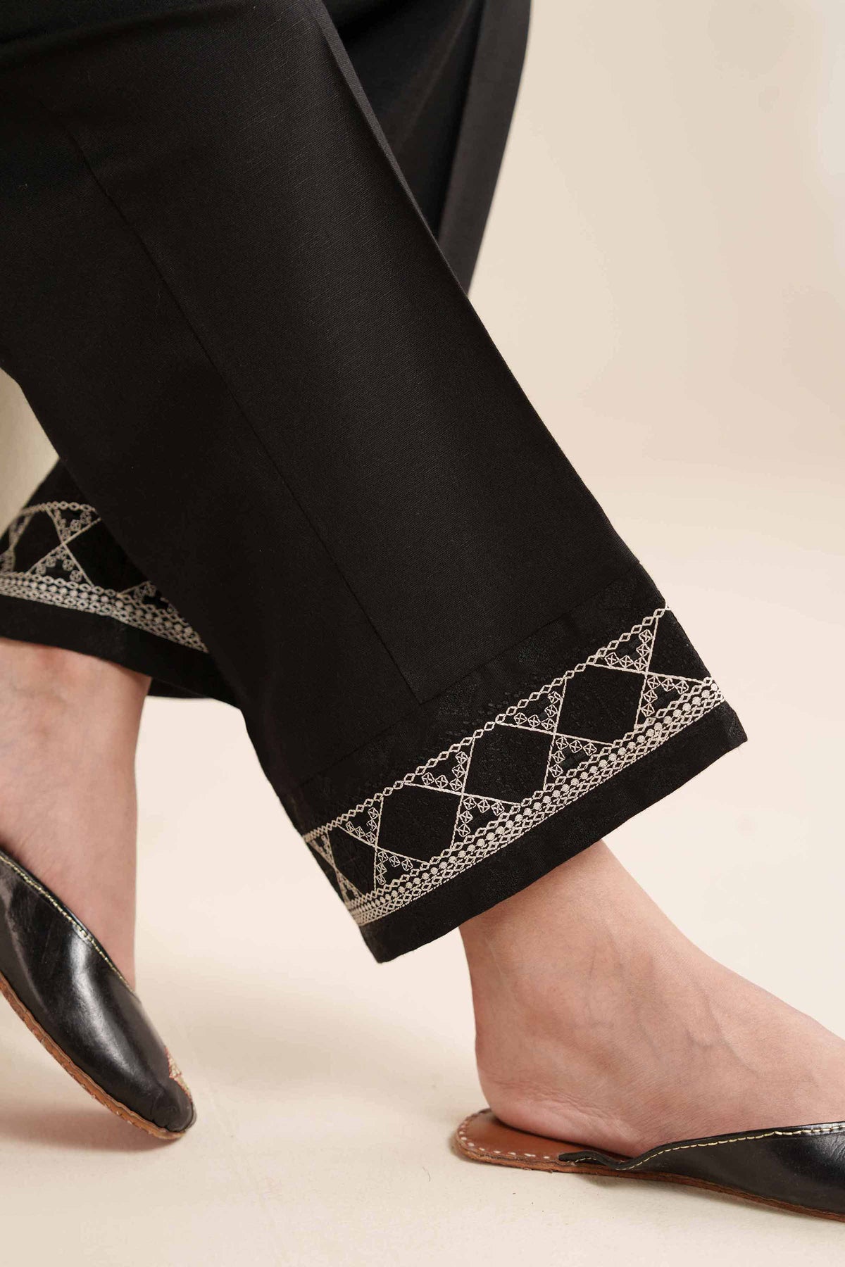 Embroidered Trousers - PW25-127 Black Karandi 1PC Embroidered Nishat Australia
