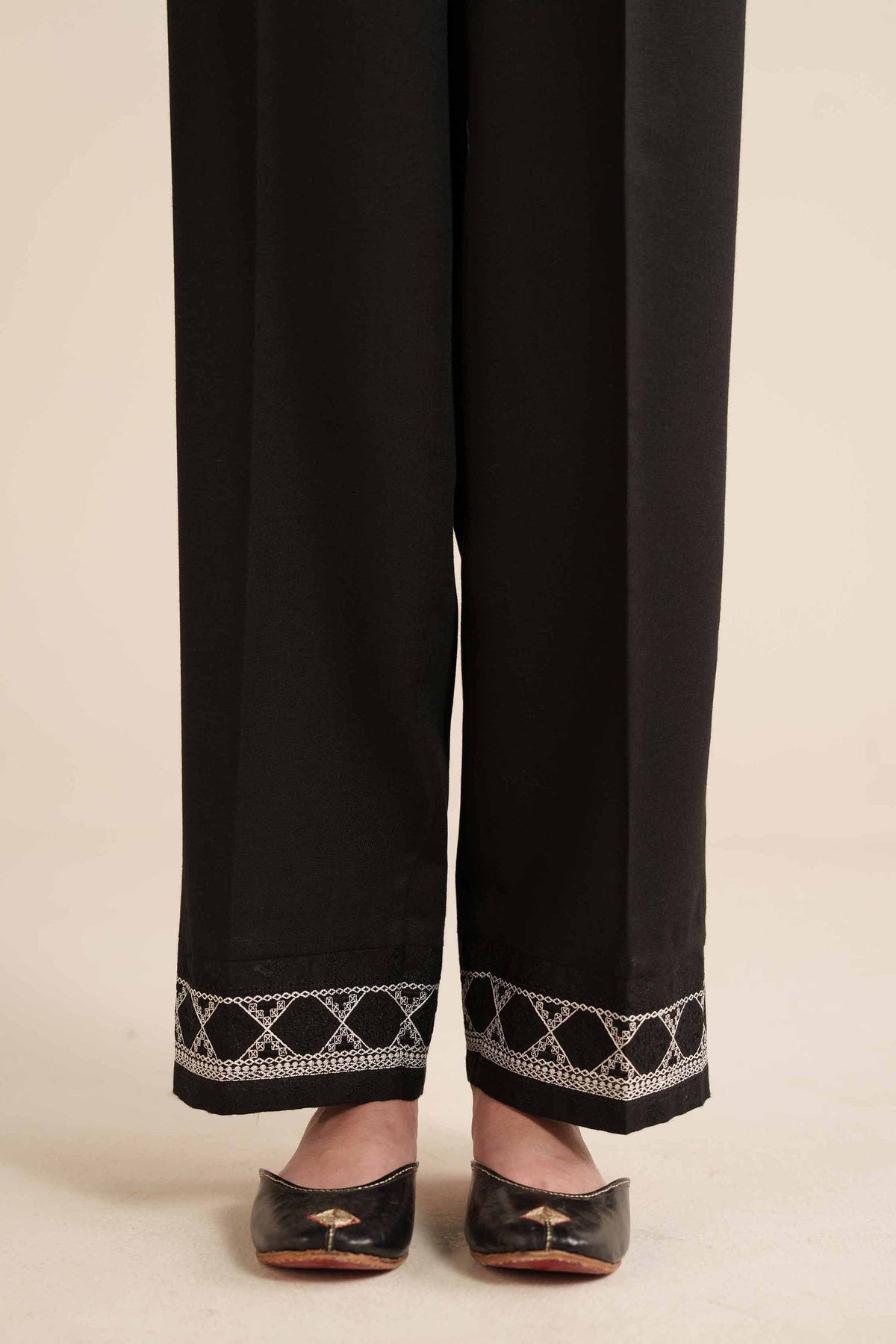 Embroidered Trousers - PW25-127 Black Karandi 1PC Embroidered Nishat Australia