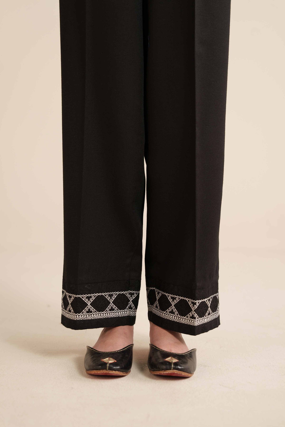 Embroidered Trousers - PW25-127 Black Karandi 1PC Embroidered Nishat Australia