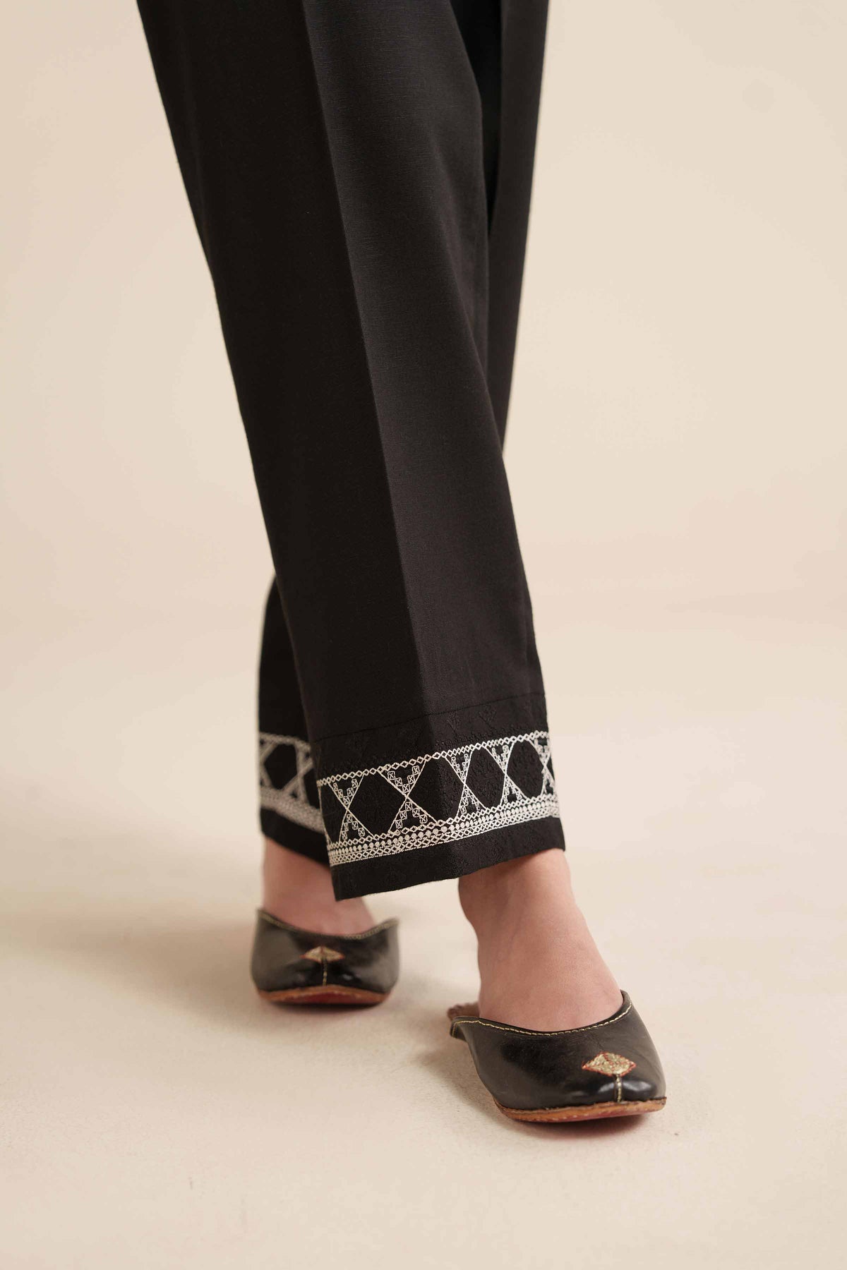 Embroidered Trousers - PW25-127 Black Karandi 1PC Embroidered Nishat Australia