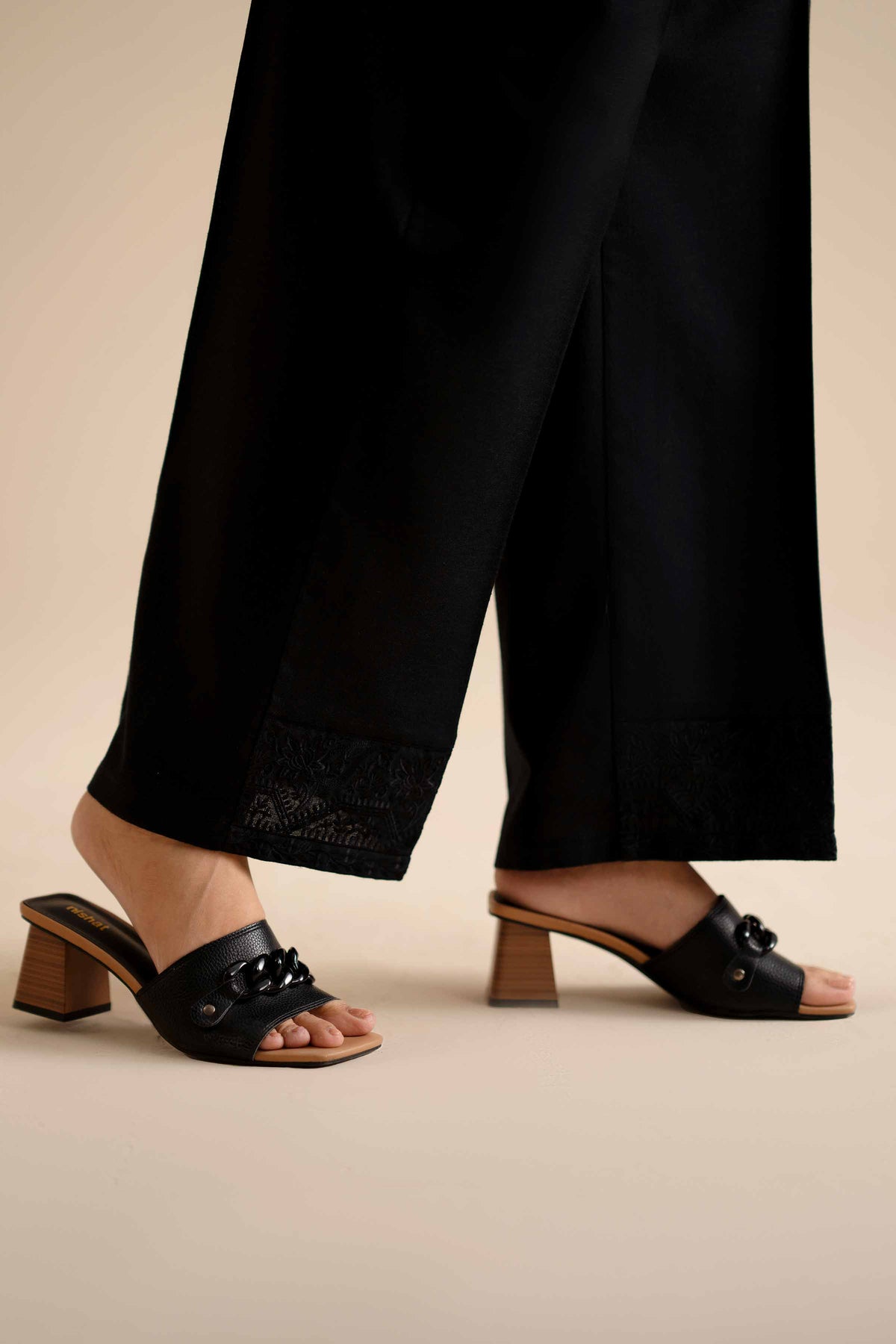 Embroidered Trousers - PW25-130 Black Karandi 1PC Embroidered Nishat Australia
