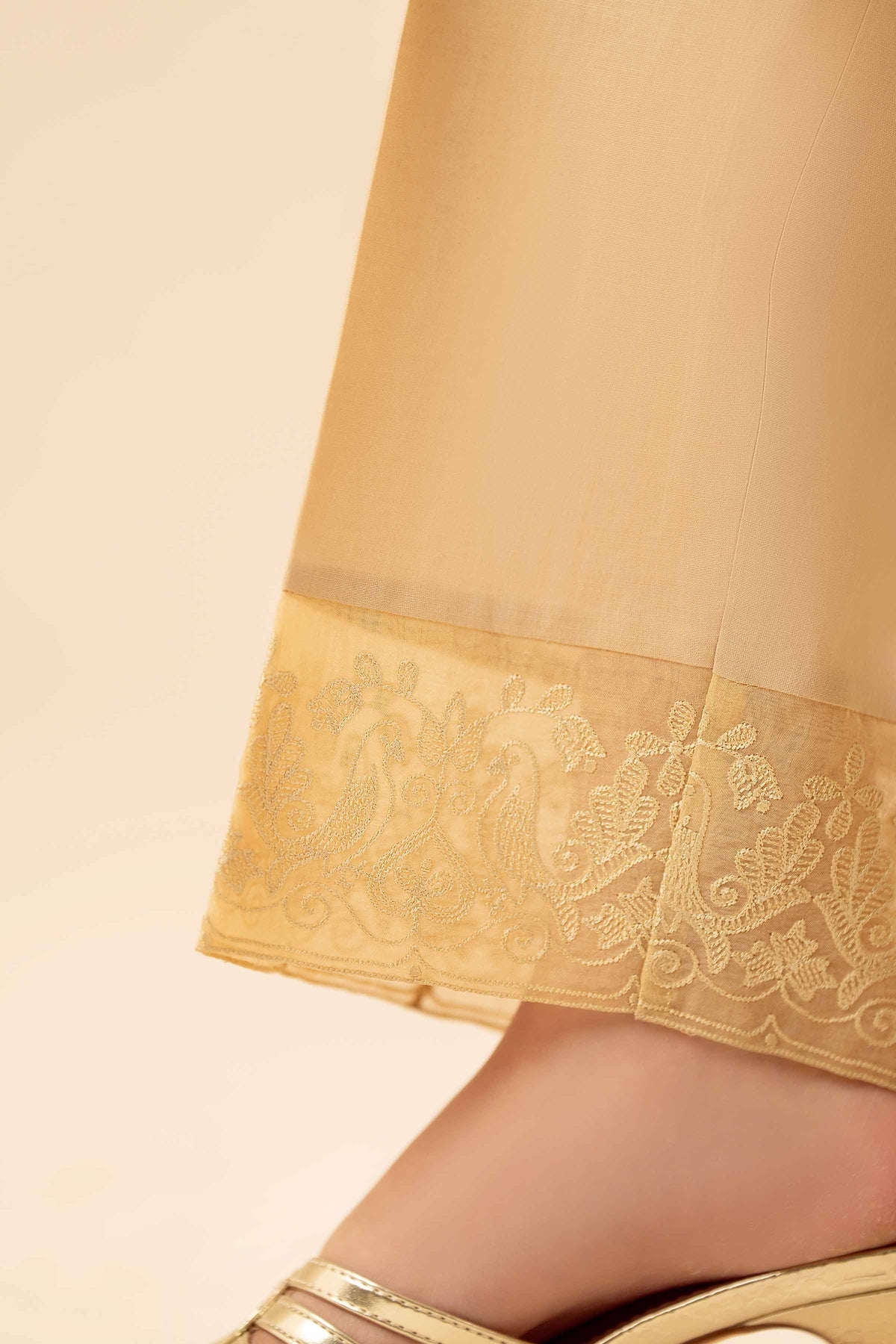 Embroidered Trousers - PW25-138 Beige Cambric 1PC Embroidered Nishat Australia