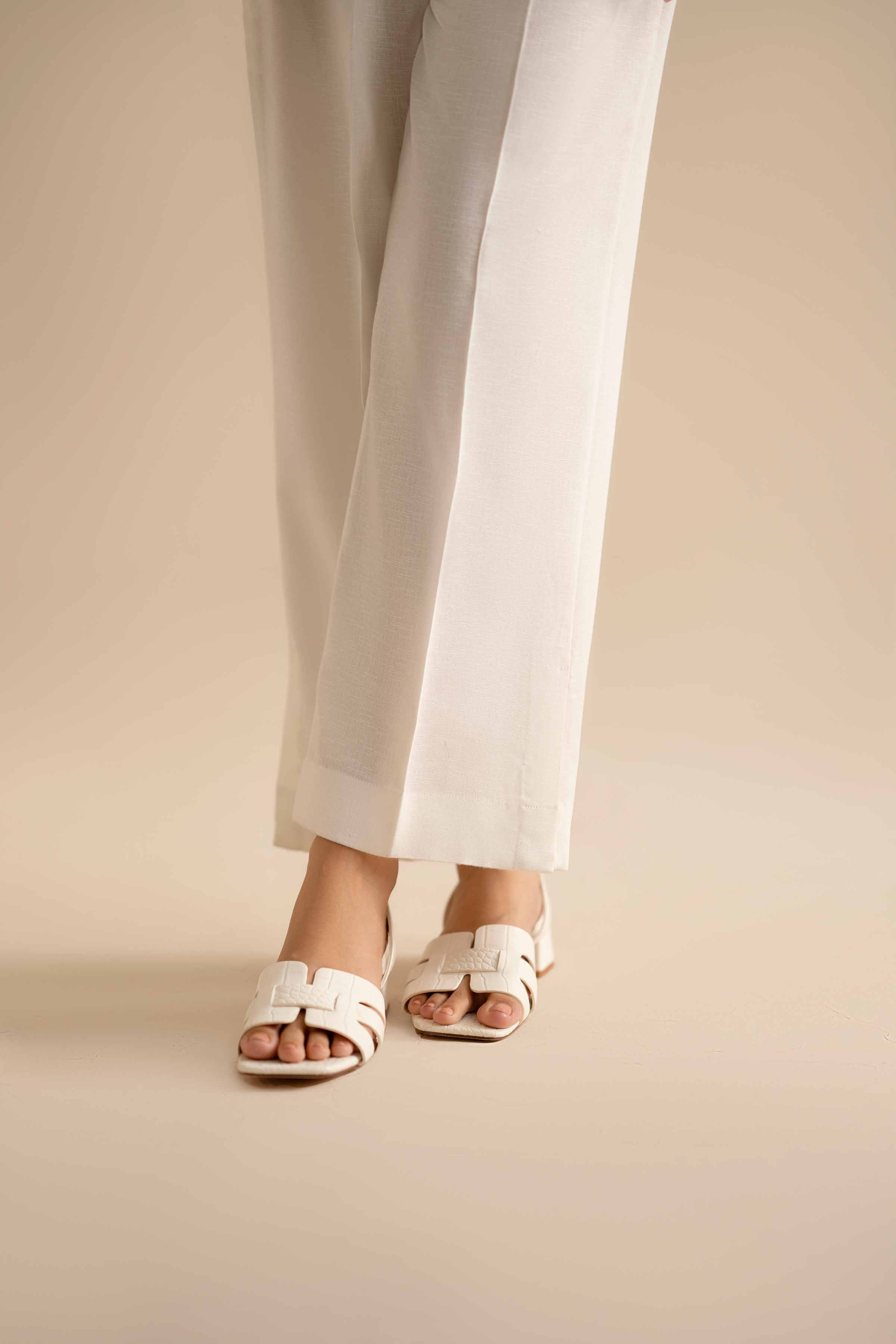 Basic Trousers - PW25-144 READY TO WEAR White Karandi 1PC Solids